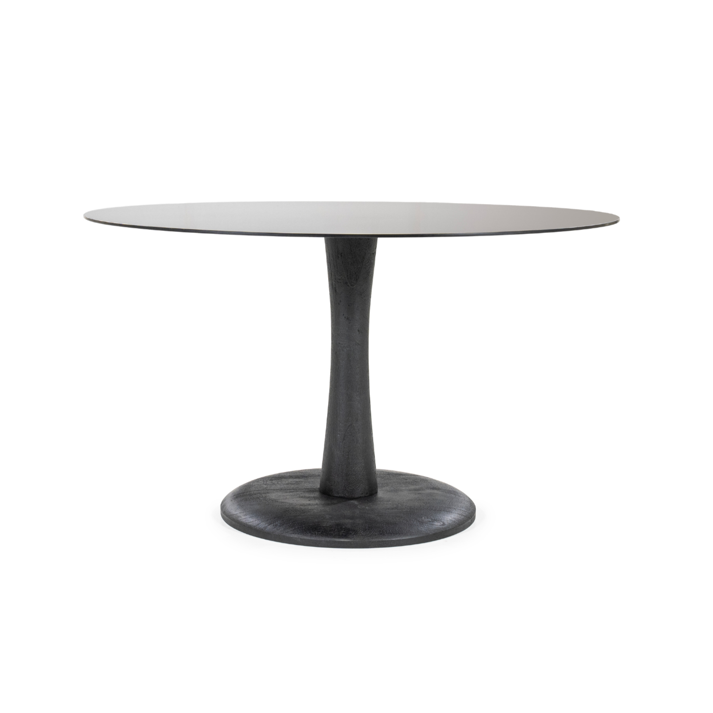 BOOGIE Round Table Glass and Black Mango Wood