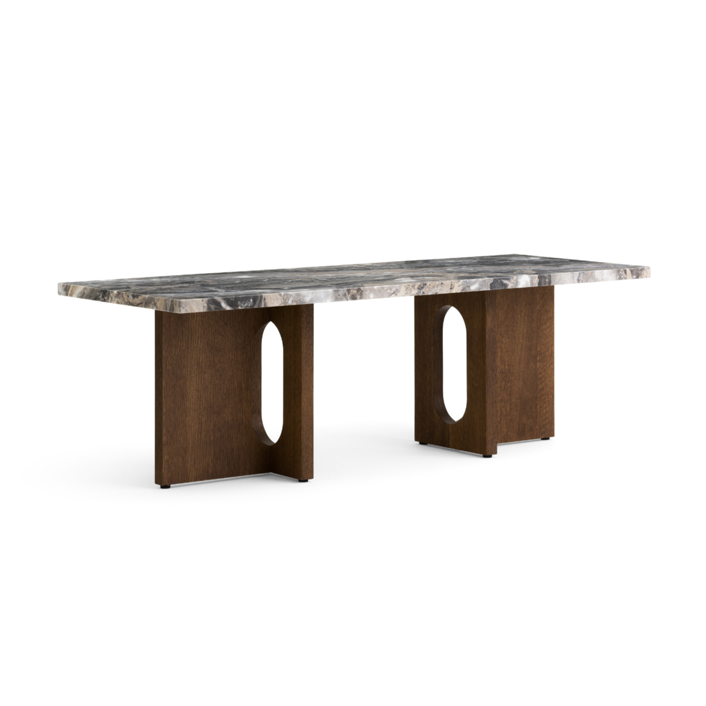 ANDROGYNE coffee table gray marble with dark oak base