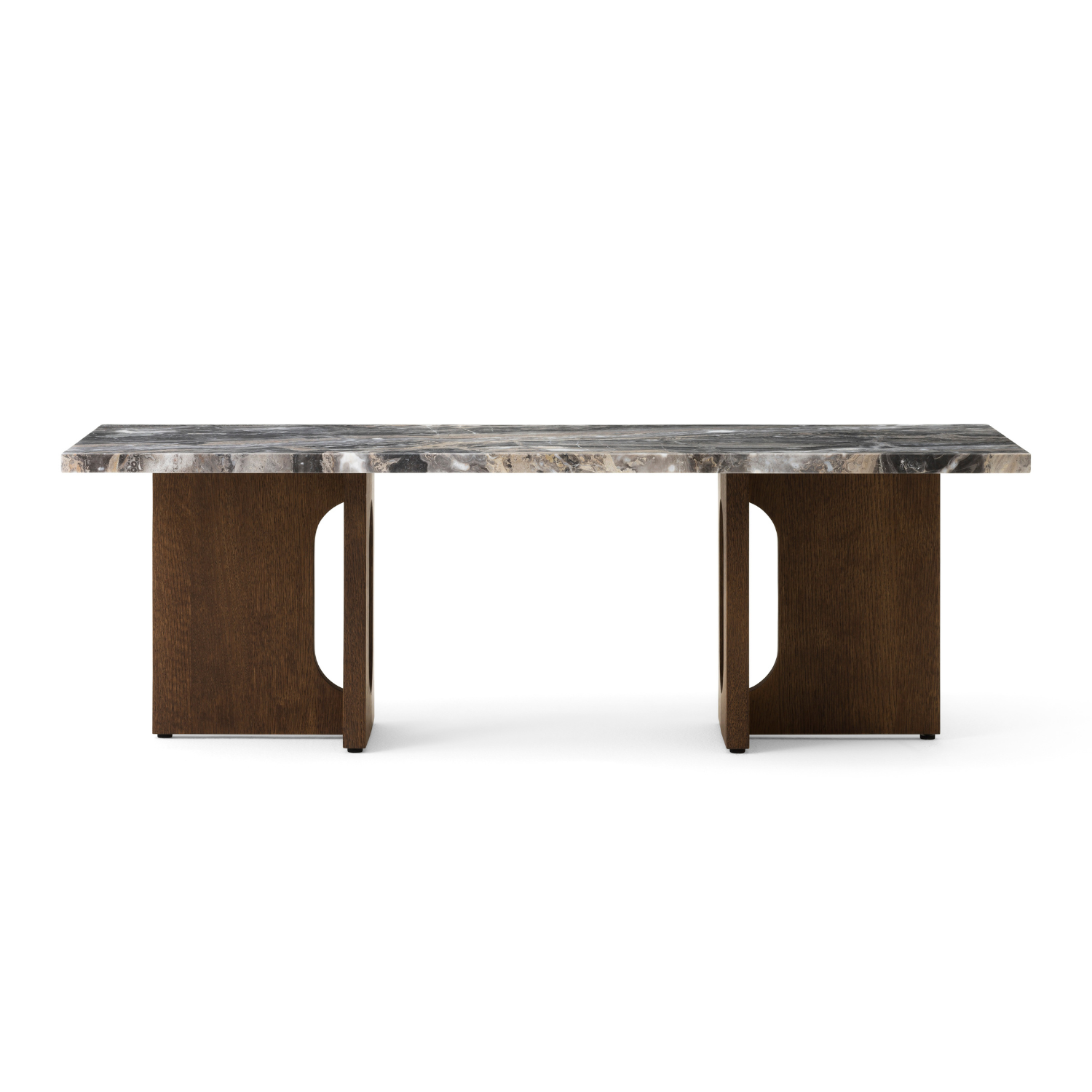 ANDROGYNE coffee table gray marble with dark oak base