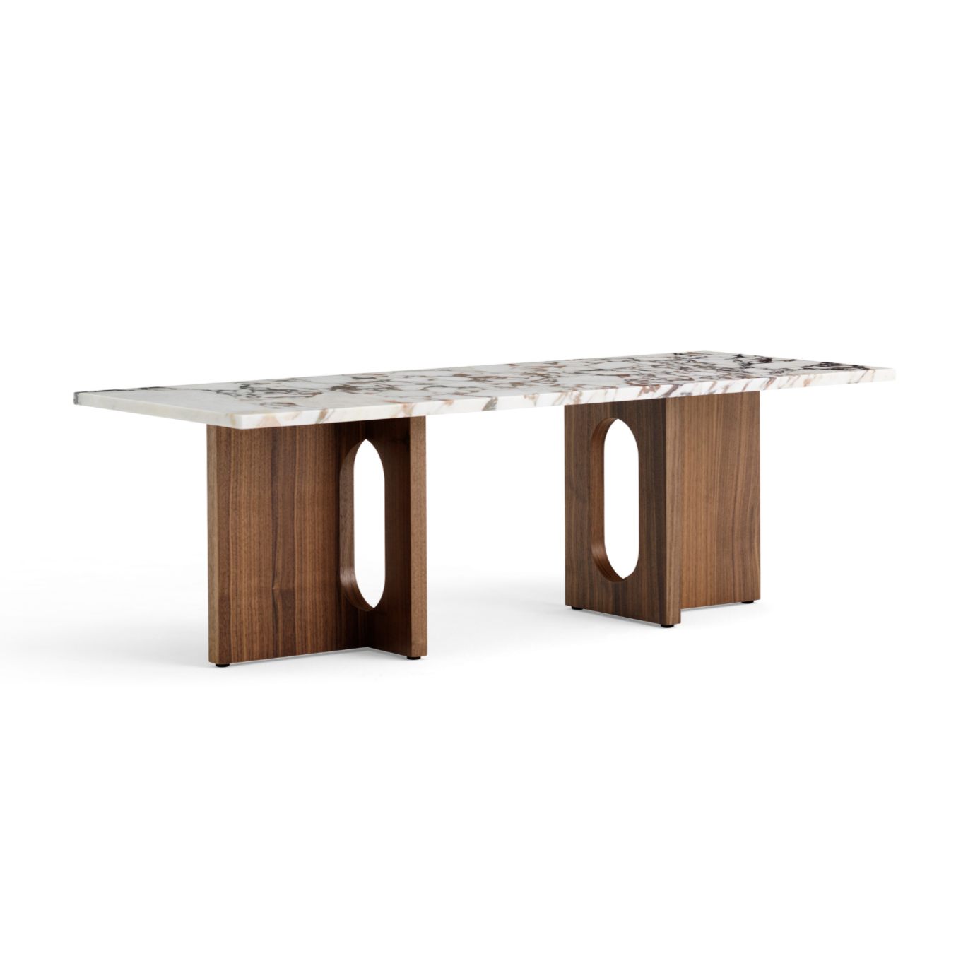 ANDROGYNE coffee table white-brown marble with walnut base