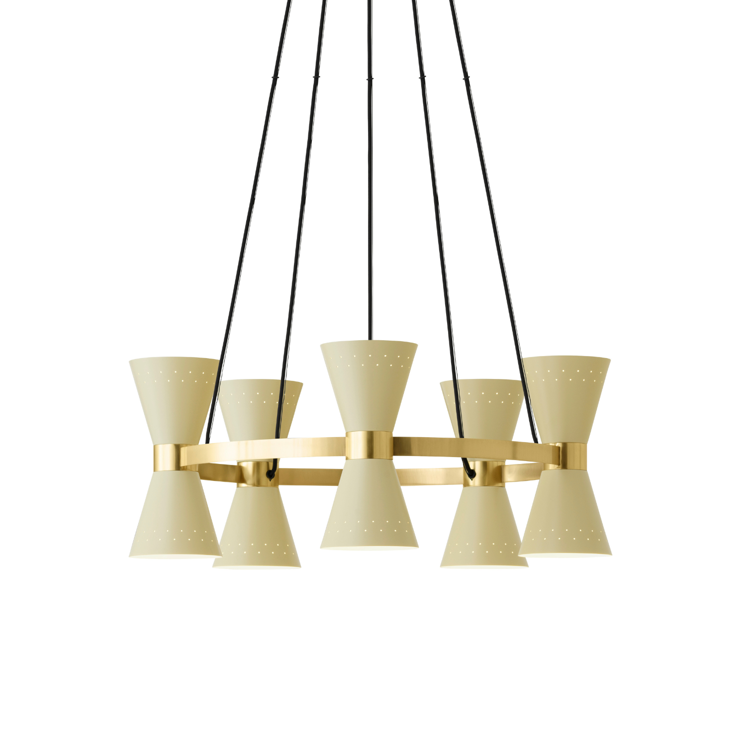 COLLECTOR beige chandelier with brass finish