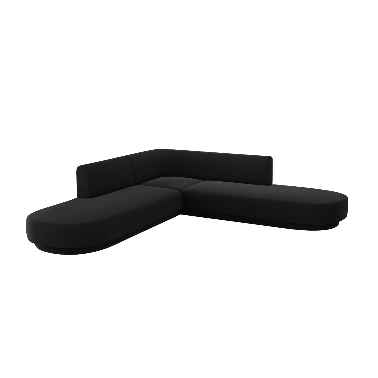 Symmetrical Open Velvet Corner Sofa MILEY Black