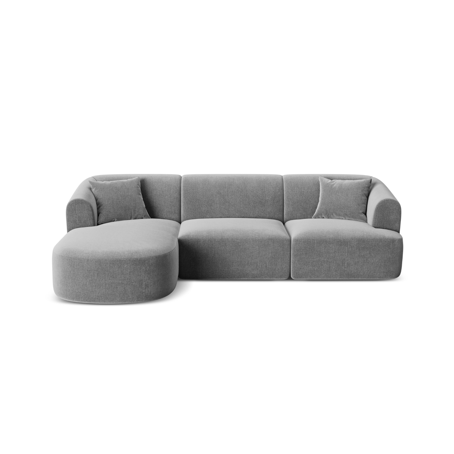 Gray left-facing velvet corner sofa for 4 people CAMPI