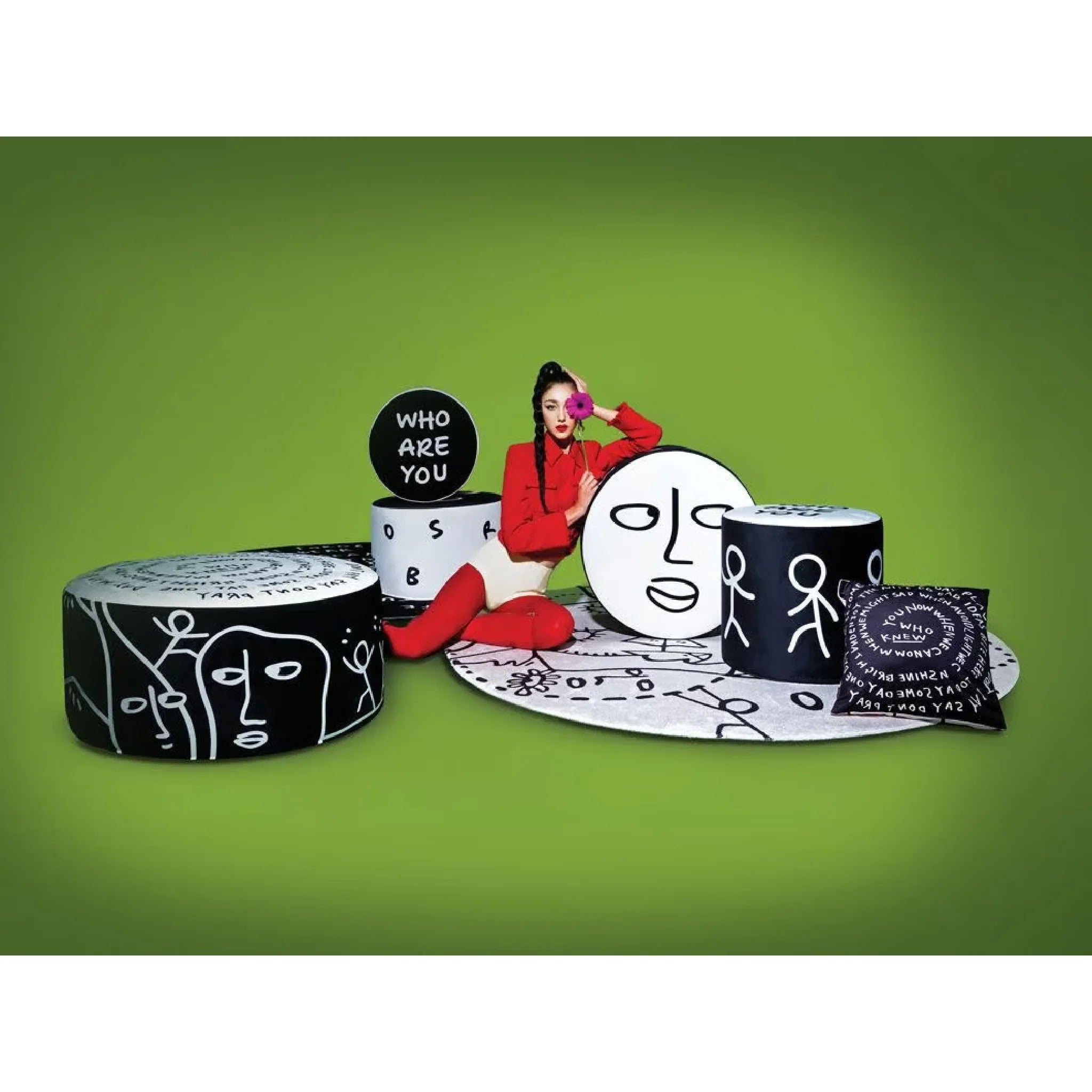 Reversible cushion PEACEFUL PLACE black and white