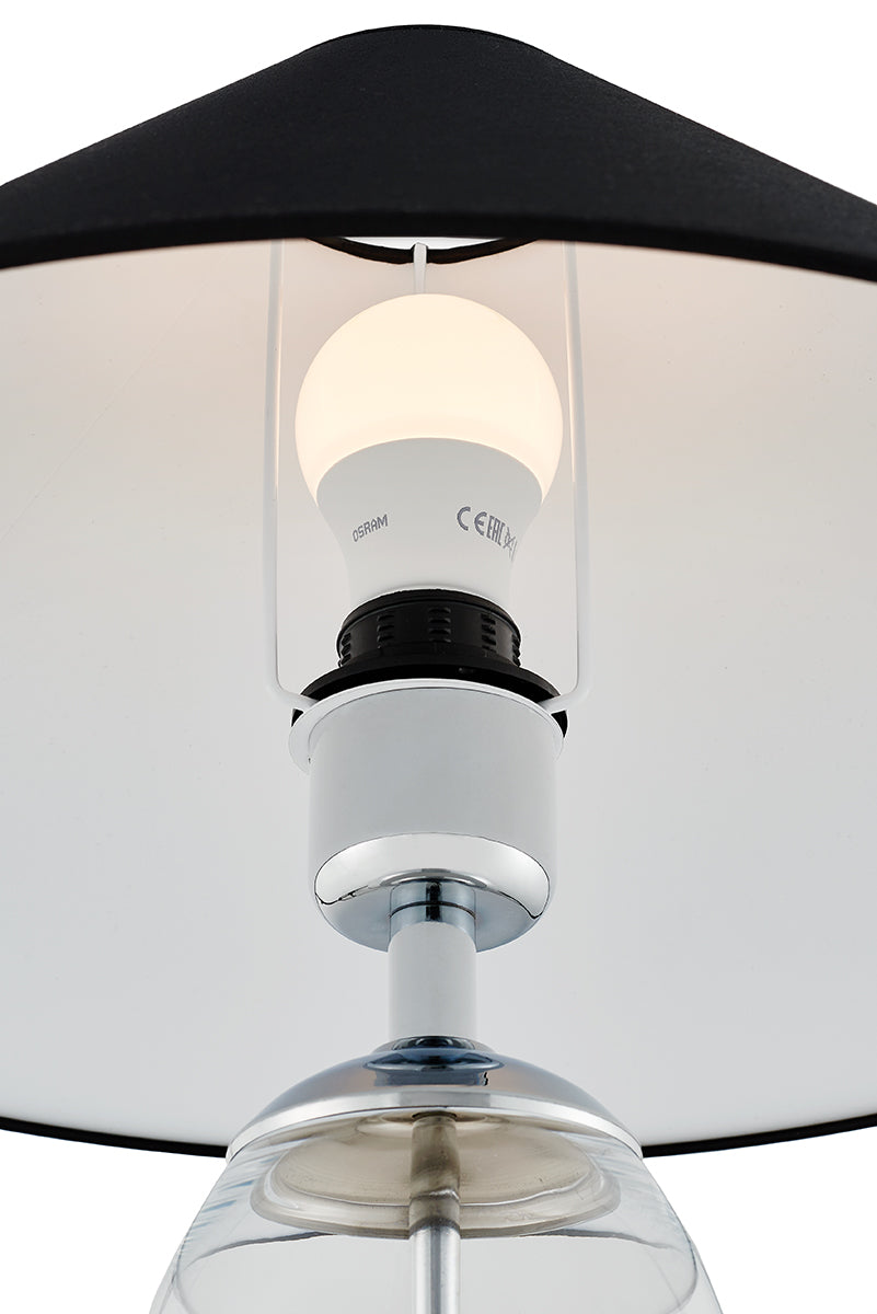 Lampa stołowa REA czarny z transparentną podstawą i srebrny wykończeniem