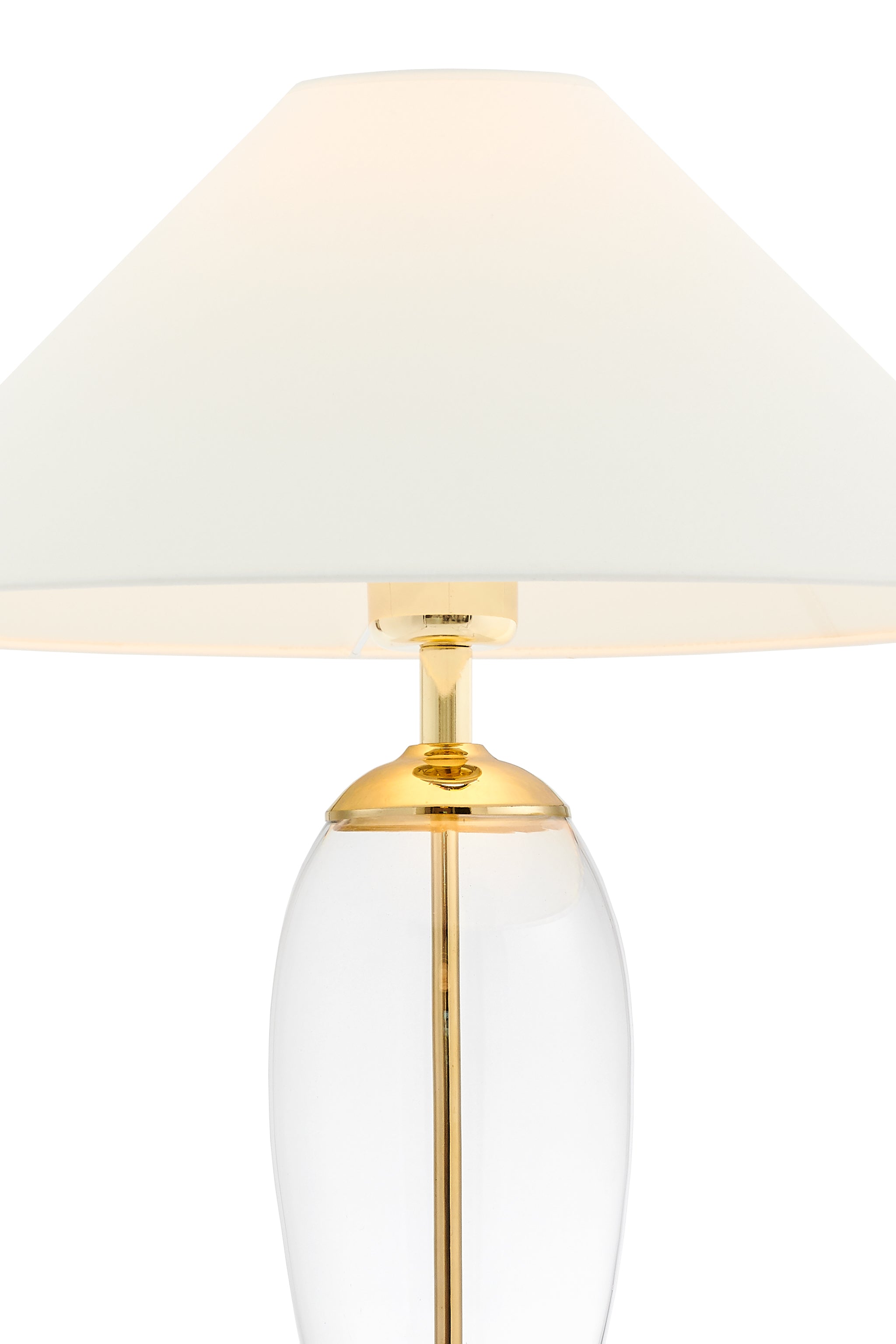 REA table lamp white with transparent base and gold finish