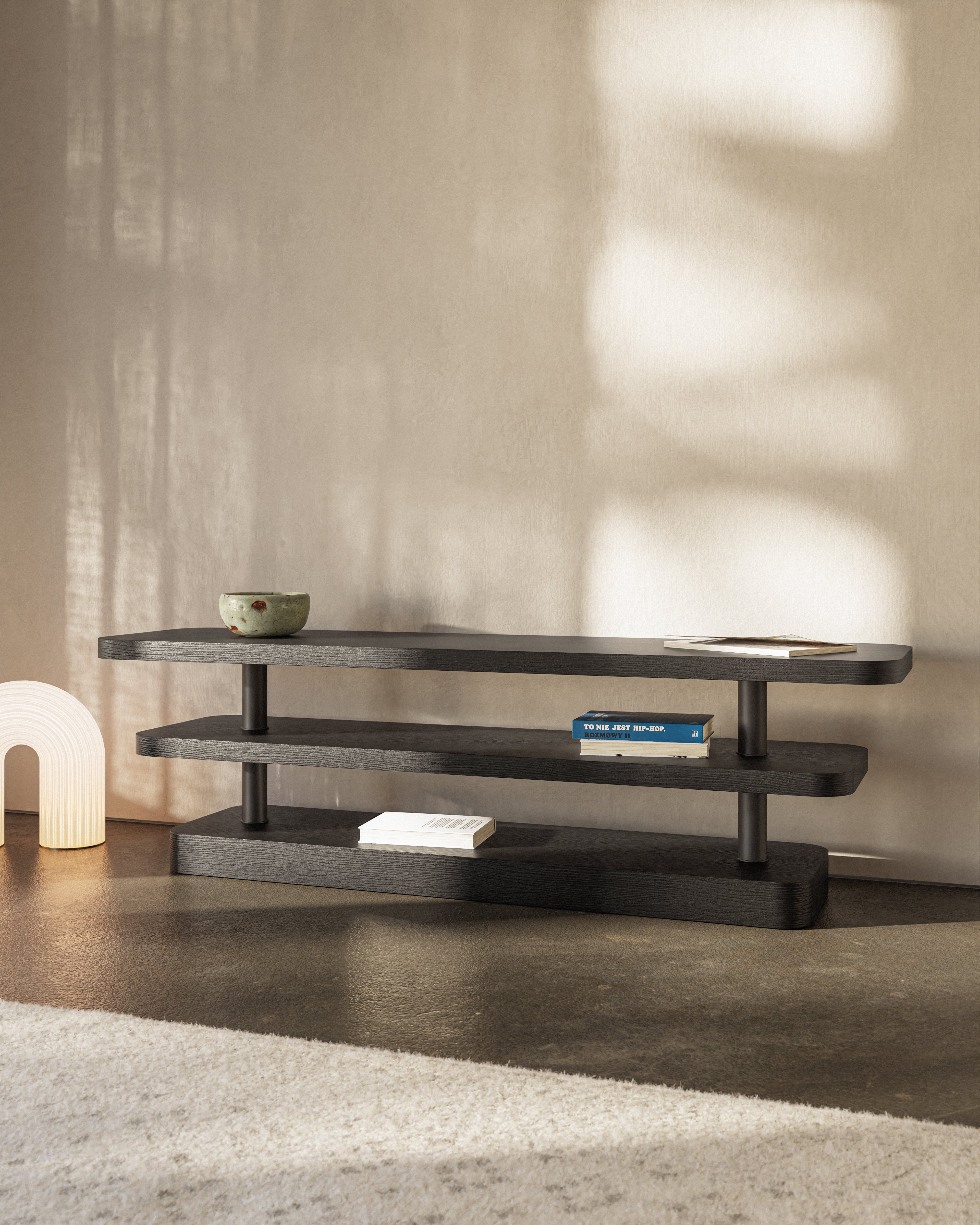 Szafka RTV REL kruczoczarny fornir