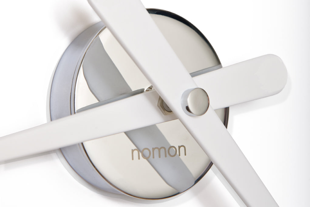 MINI RODON wall clock in chrome with white finish