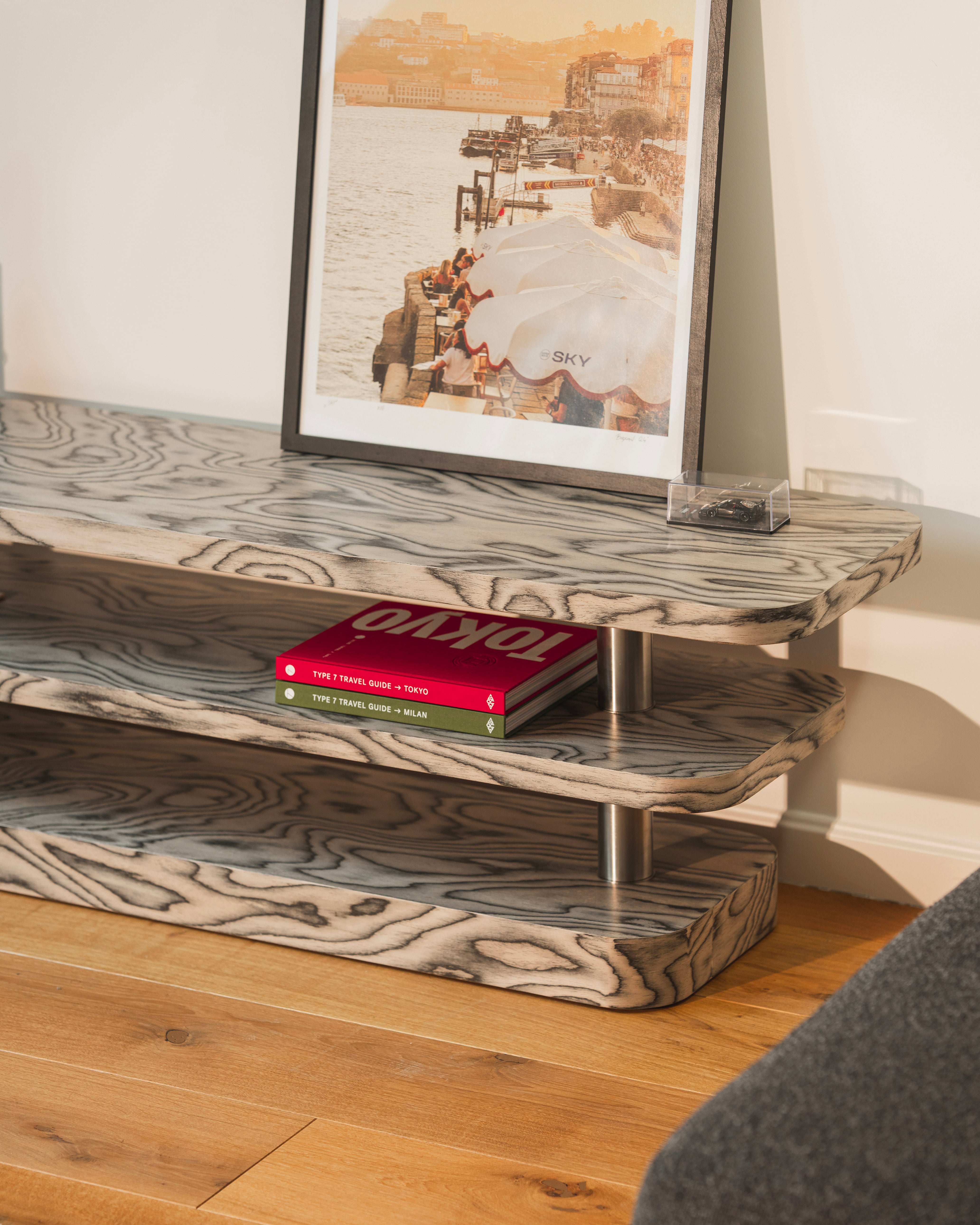 RTV Cabinet REL veneer Sottsass with steel elements