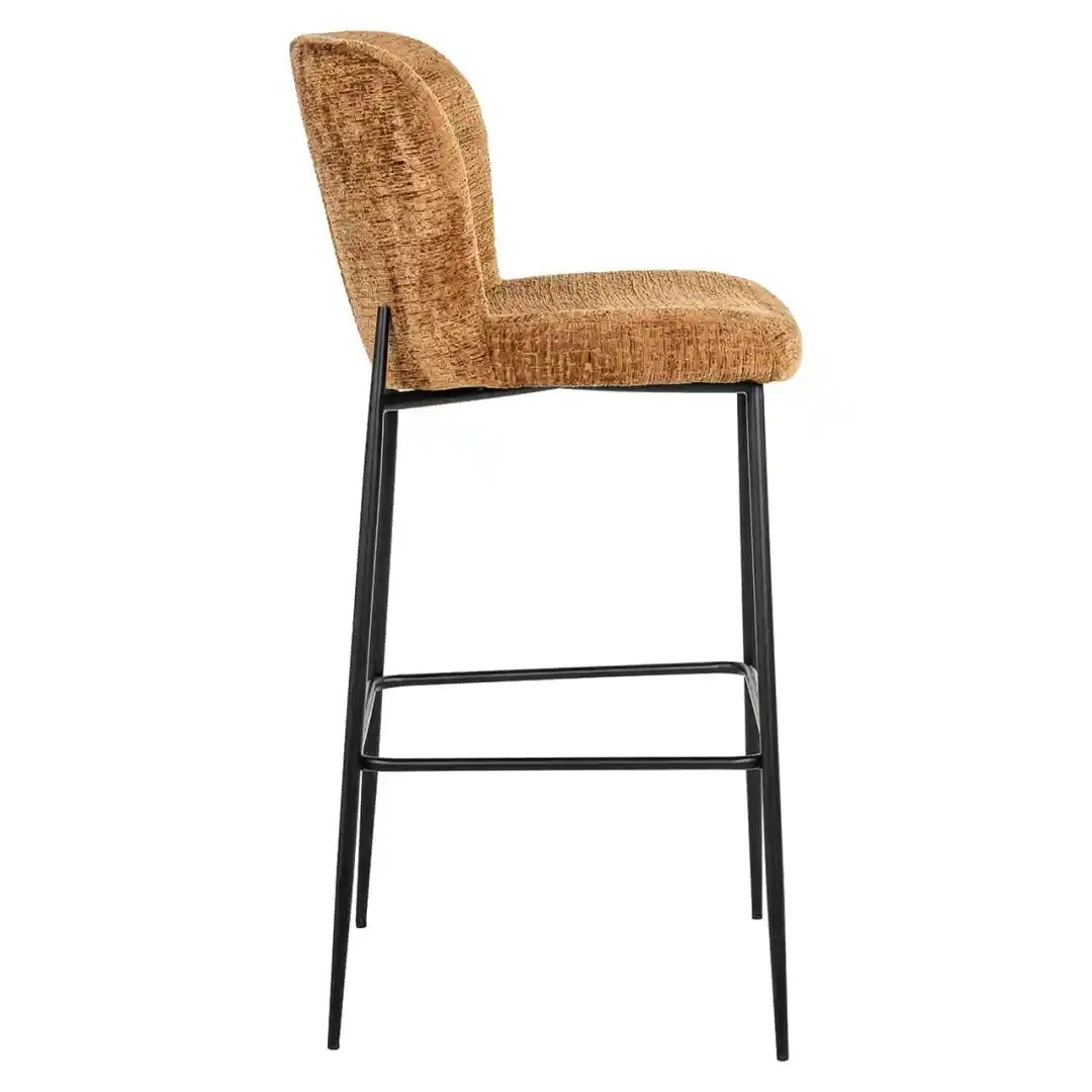 DARBY brown bar stool with black base