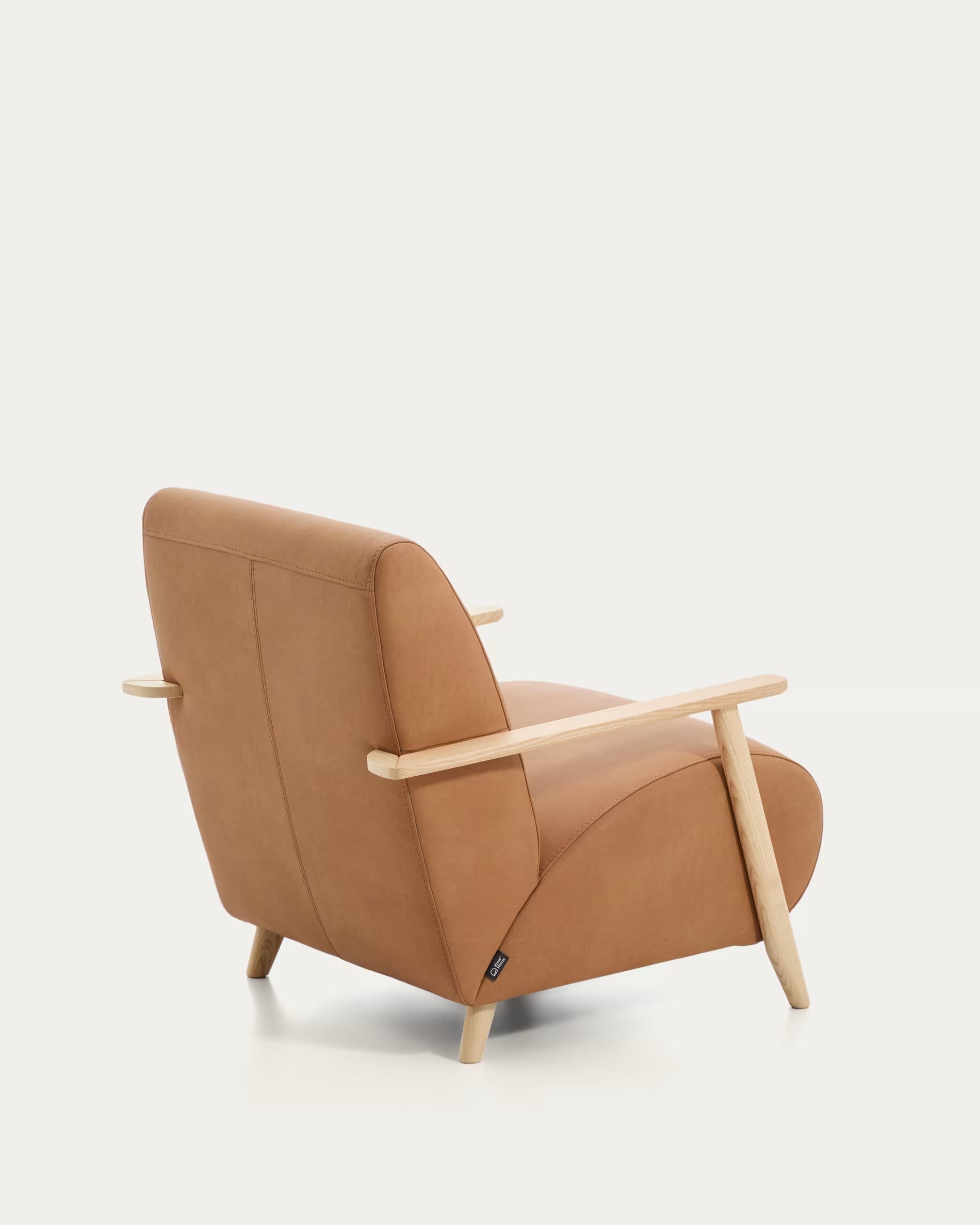 MEGHAN Armchair brown leather with ash base