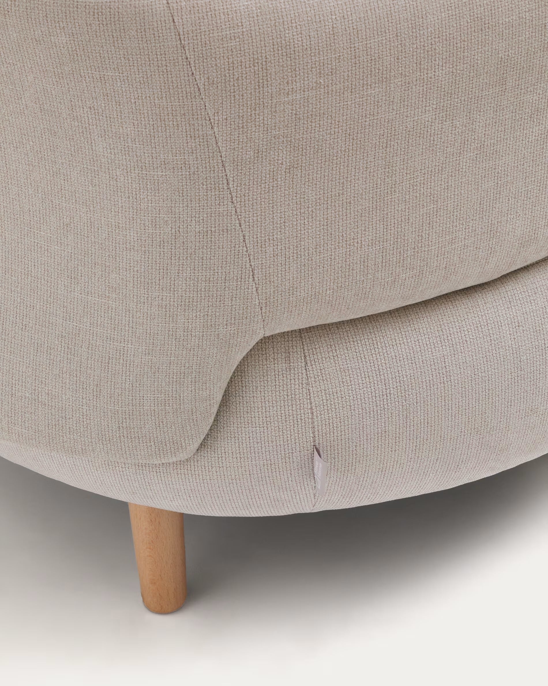LUISA armchair in pearl chenille with a solid beech wood base
