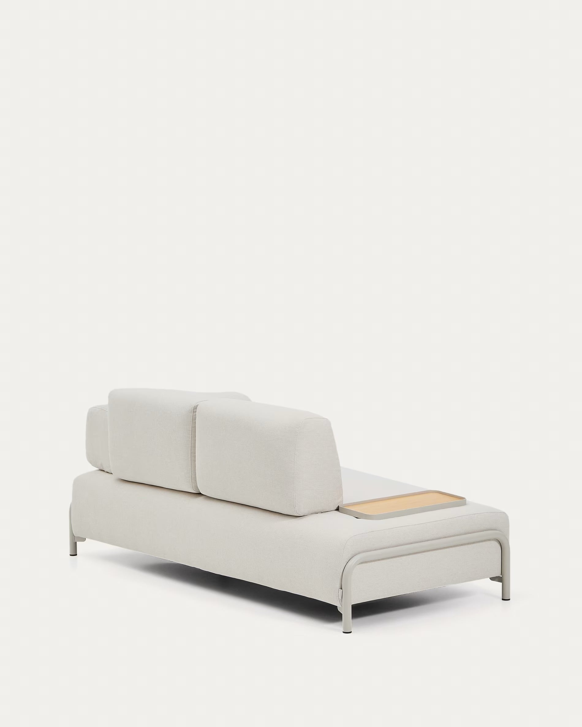 Right-facing 2-seater sofa with tray COMPO beige with beige base
