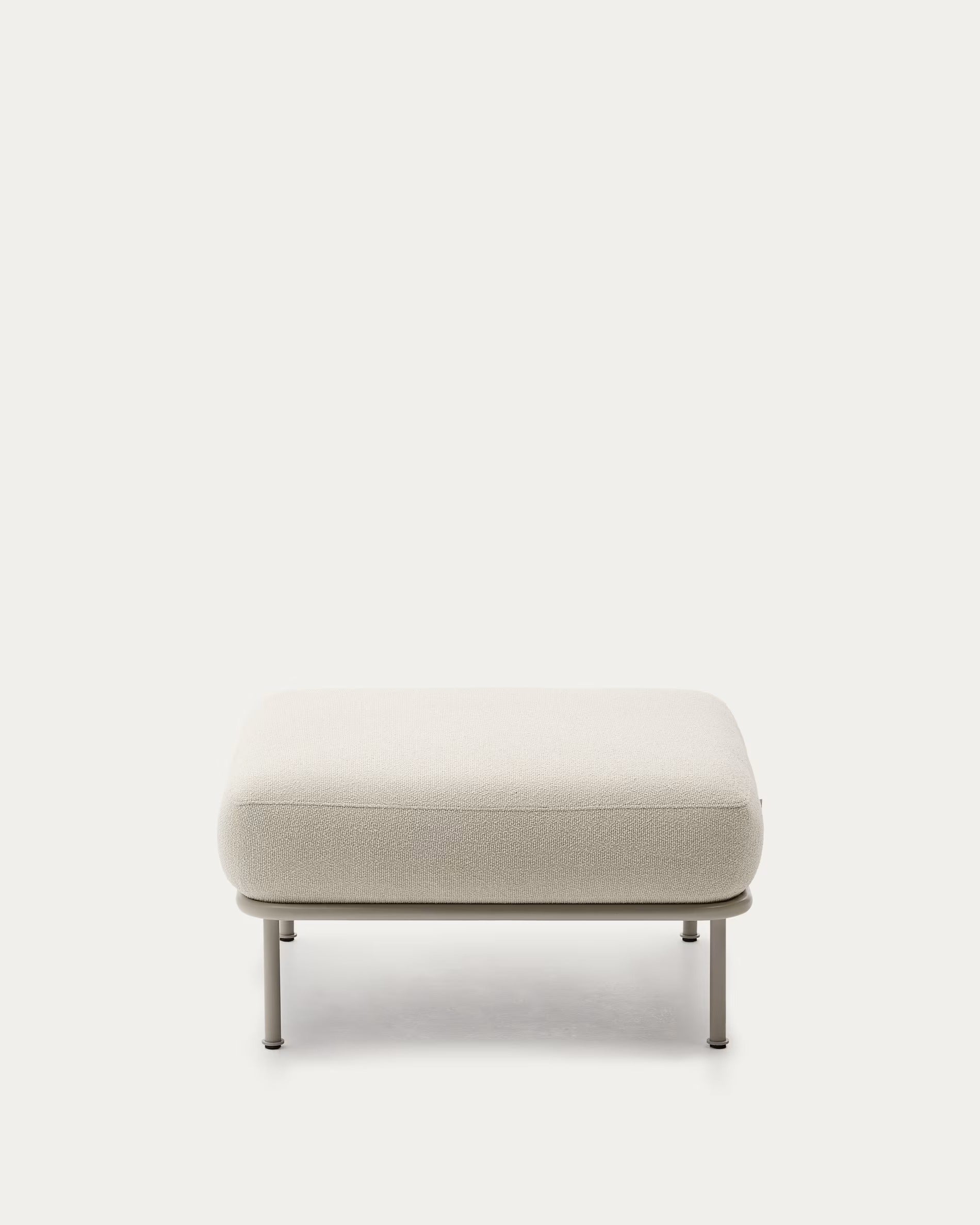 AURUM ecru chenille footstool with beige base
