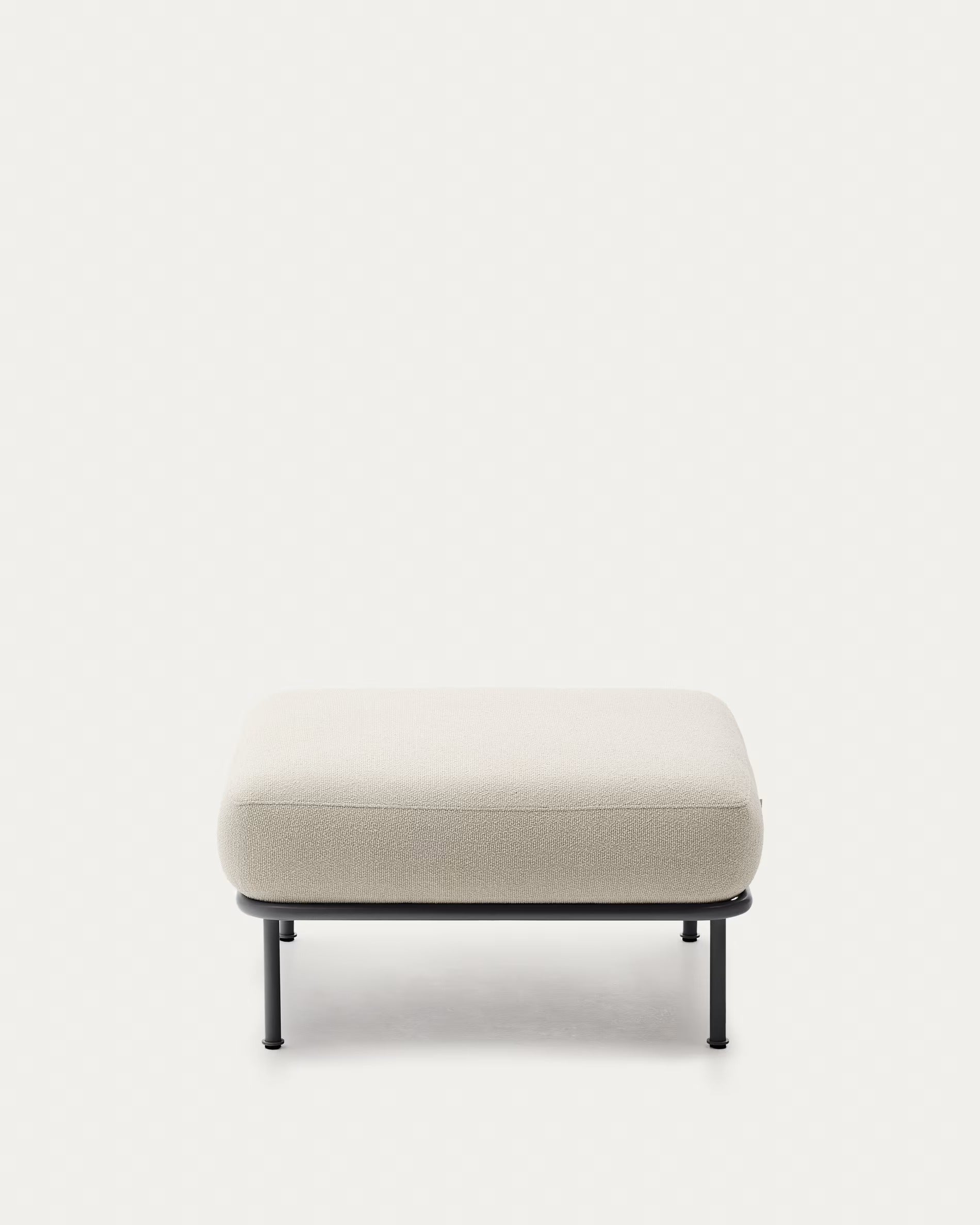 AURUM ecru chenille footstool with a dark gray base