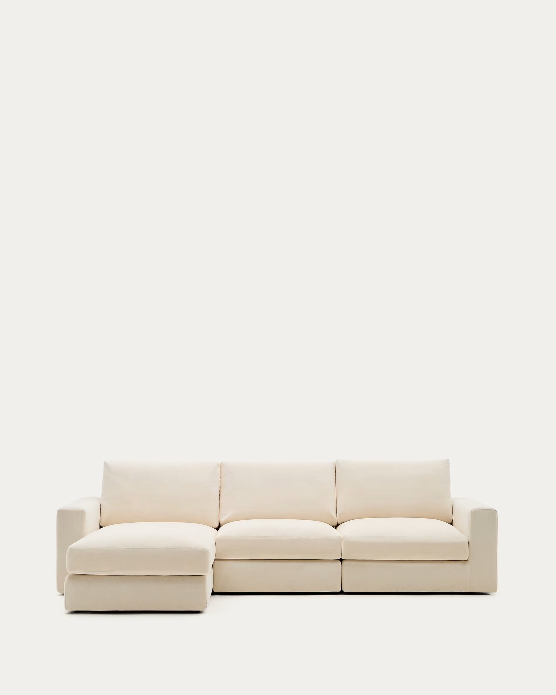 4-seater left-facing corner sofa ALEA ecru chenille