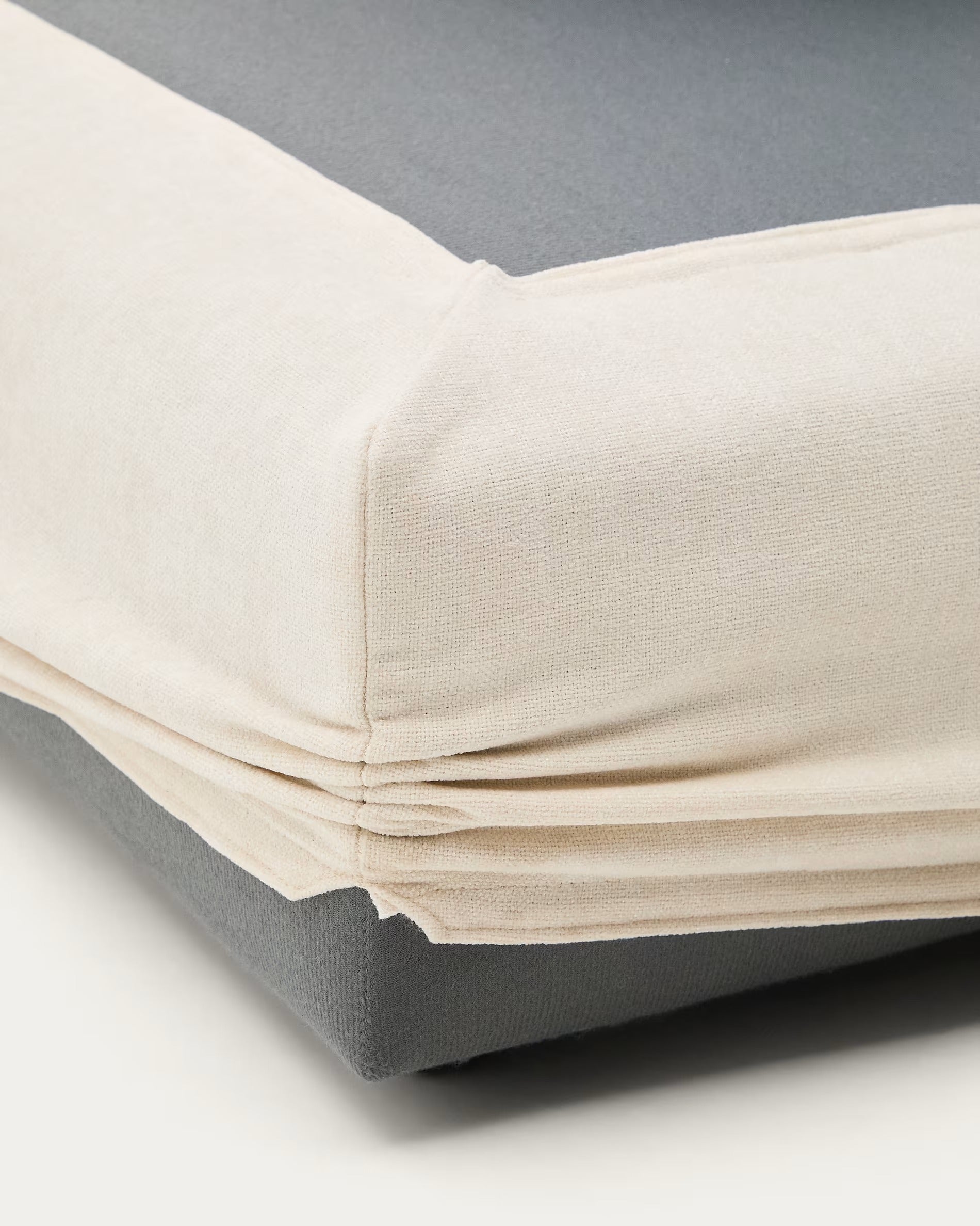 ALEA ecru chenille footstool