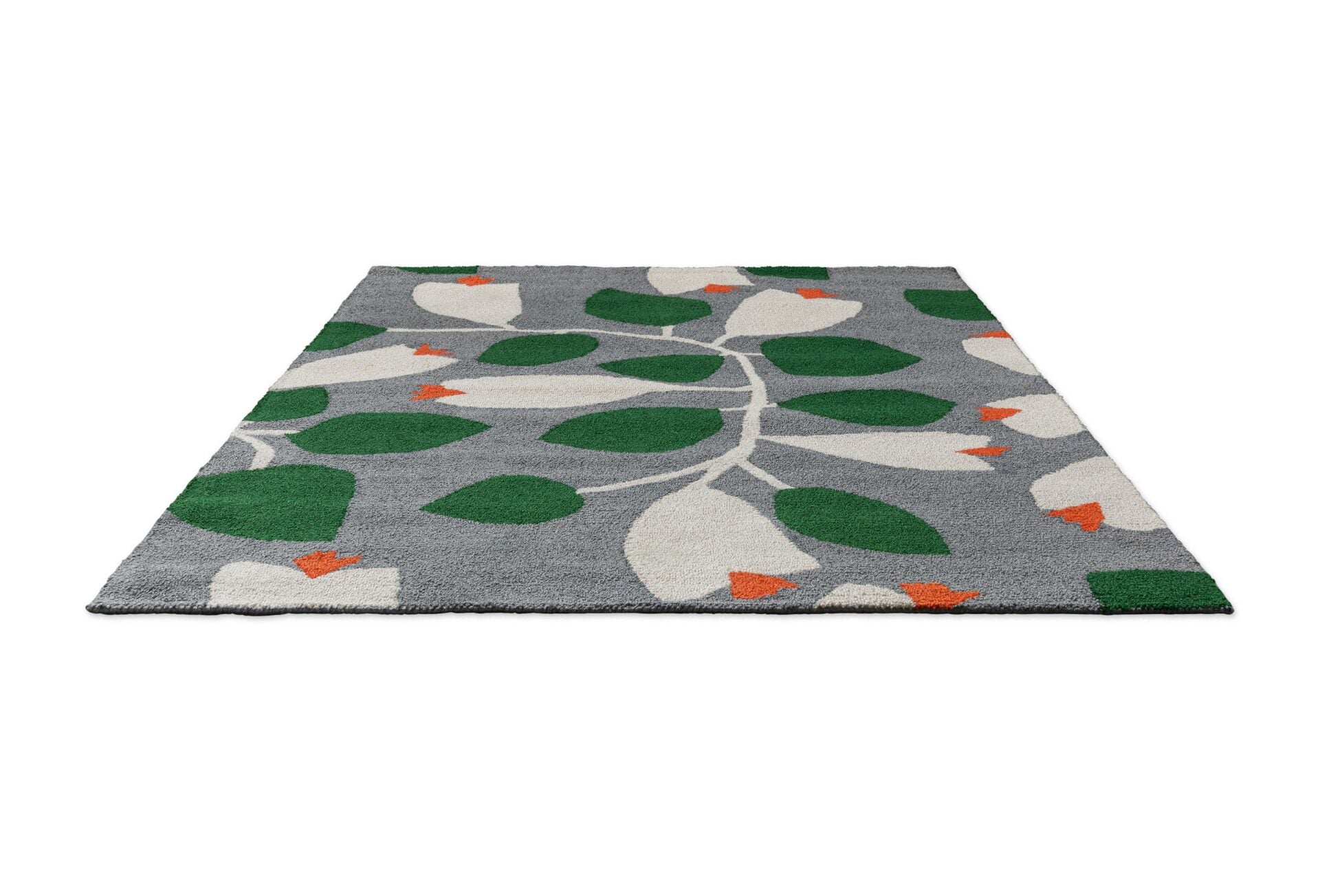 Outdoor rug ROSEHIP gray with beige flowers