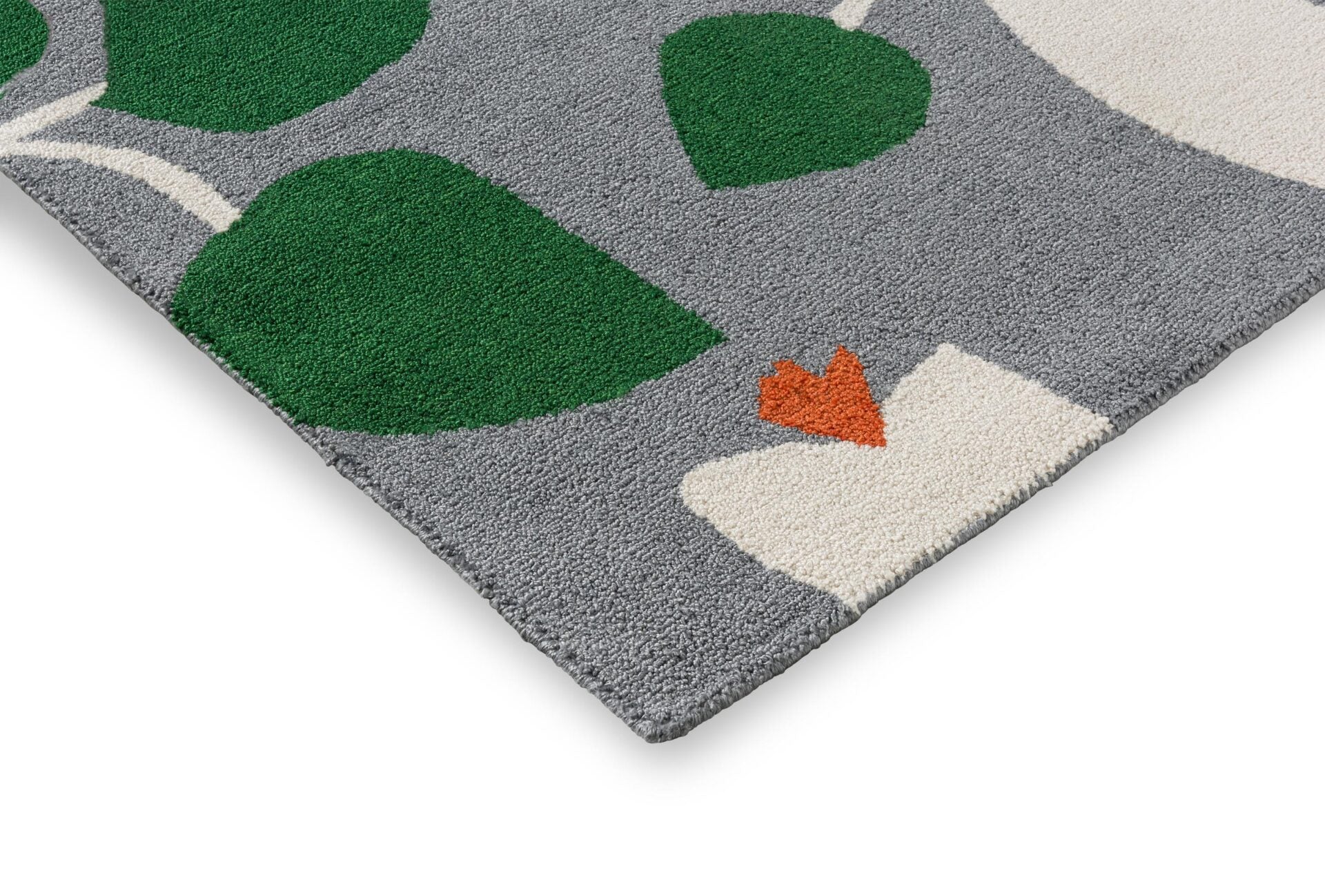 Outdoor rug ROSEHIP gray with beige flowers