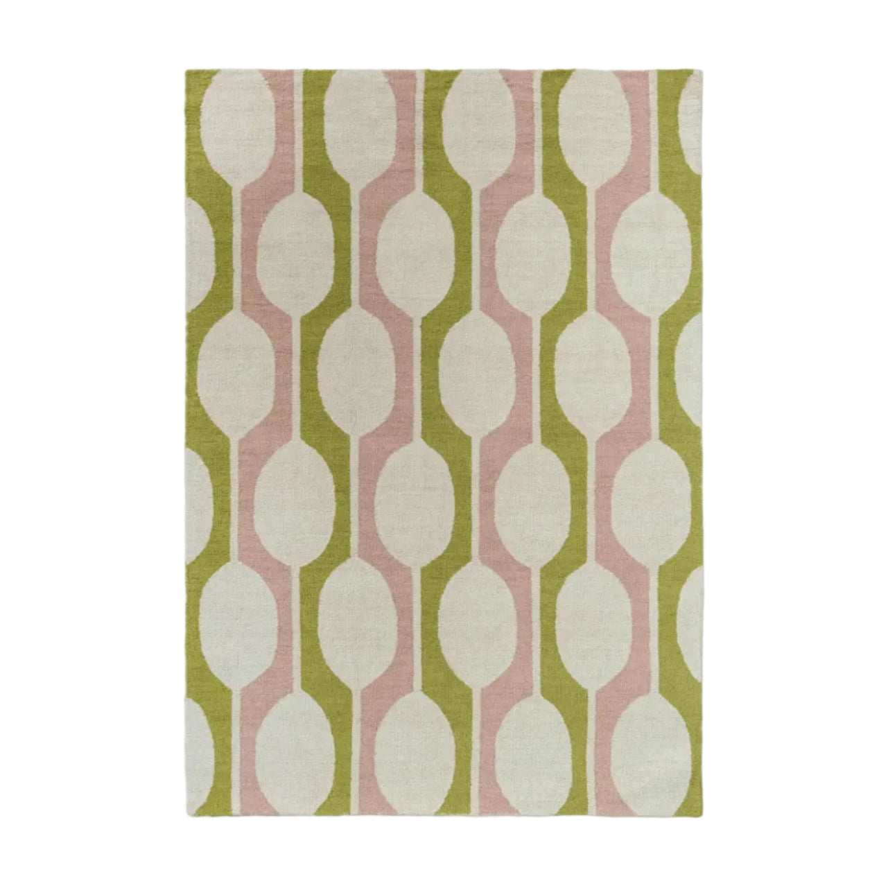 BILLOW LICHEN Beige Rug with Pink and Green