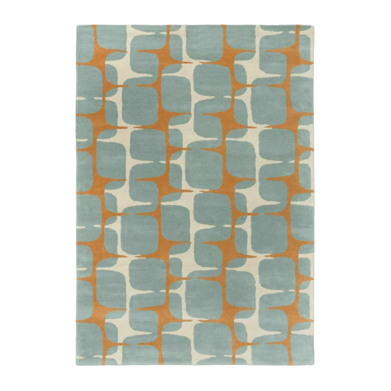 LOHKO Beige Rug with Turquoise and Orange