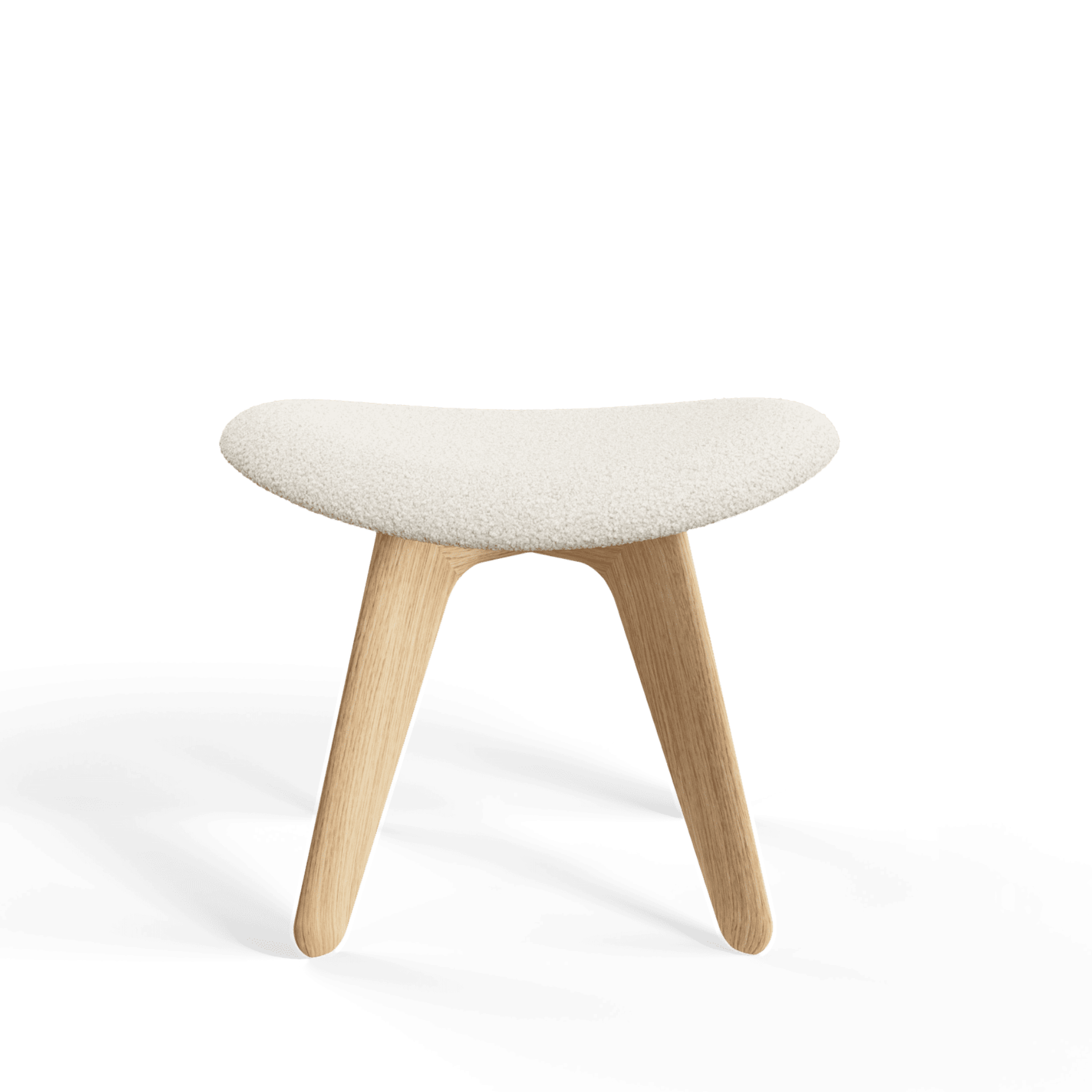 Podnóżek SLAB beżowy boucle z dębową podstawą