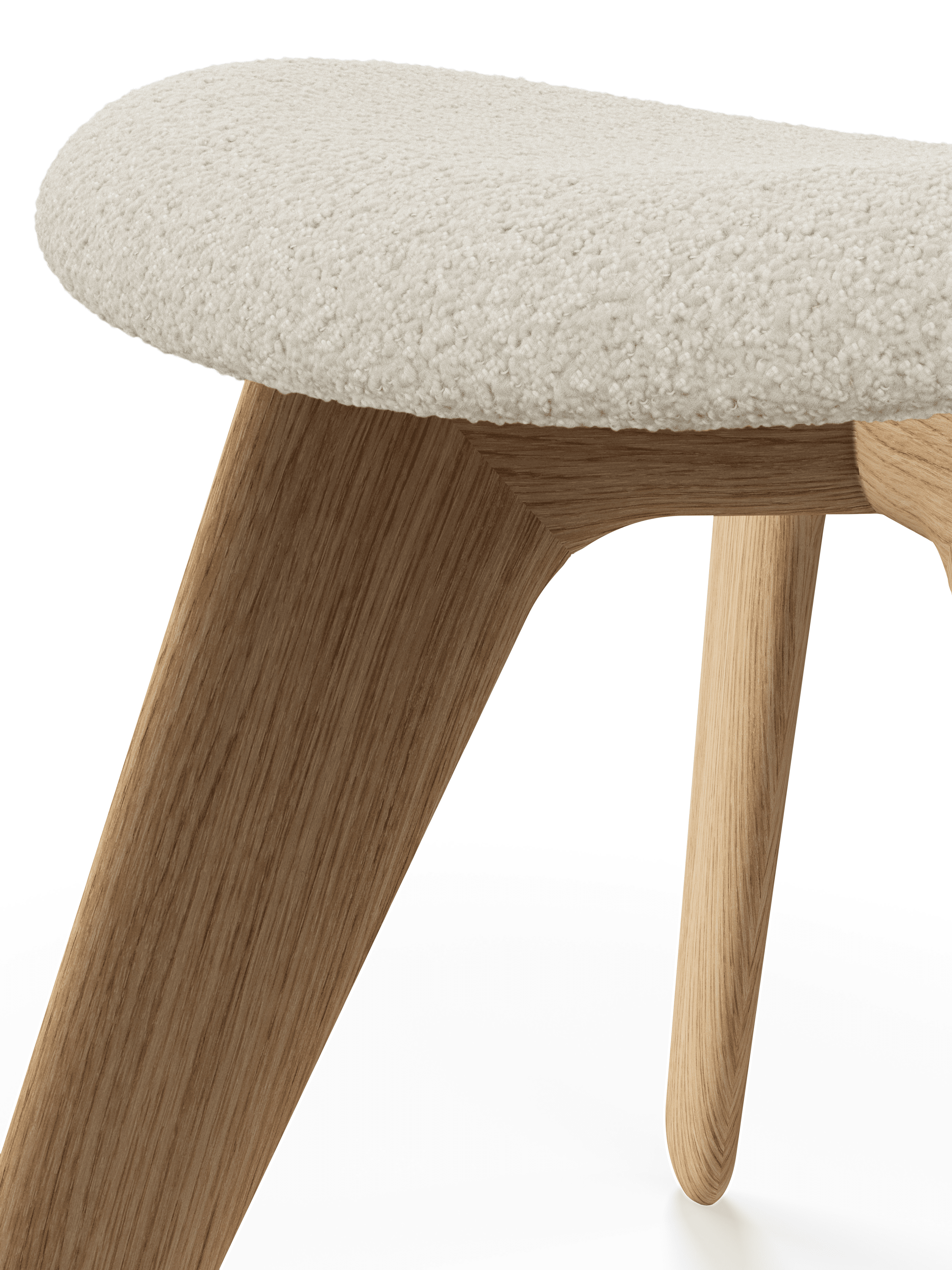 Podnóżek SLAB beżowy boucle z dębową podstawą