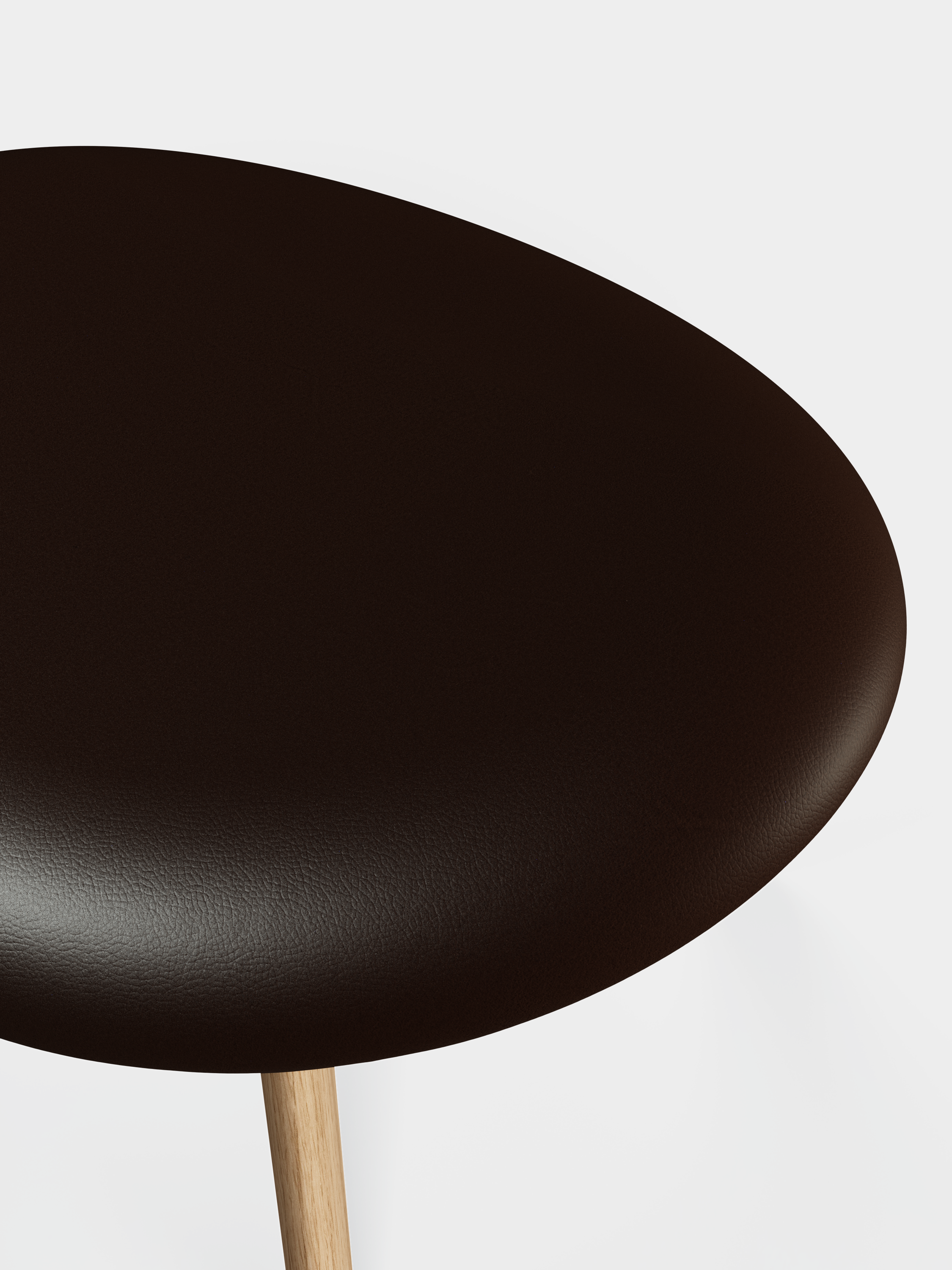 SLAB Ottoman in Brown Leather with Oak Base