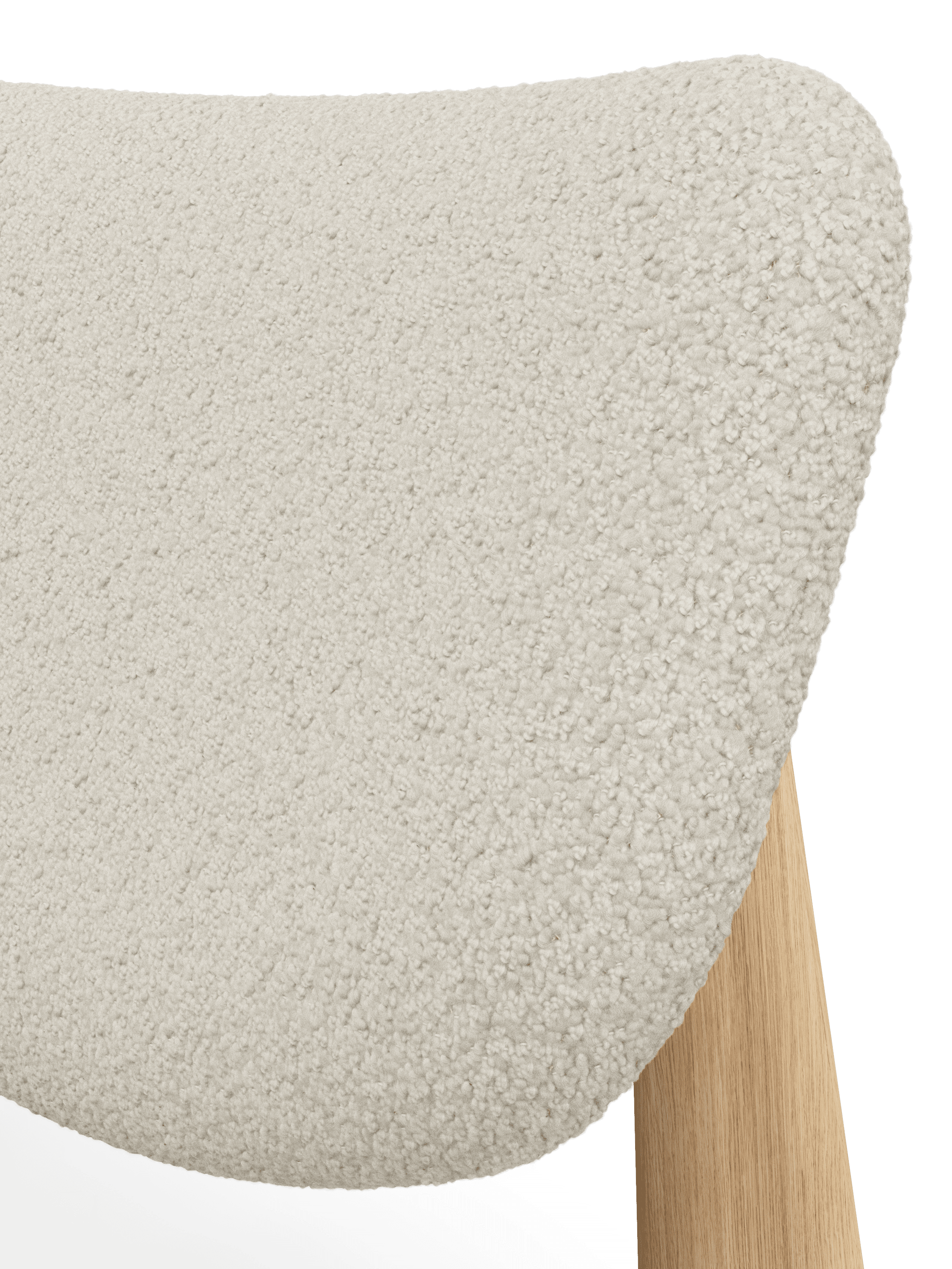 Křeslo SLAB béžový boucle s dubovým podstavcem