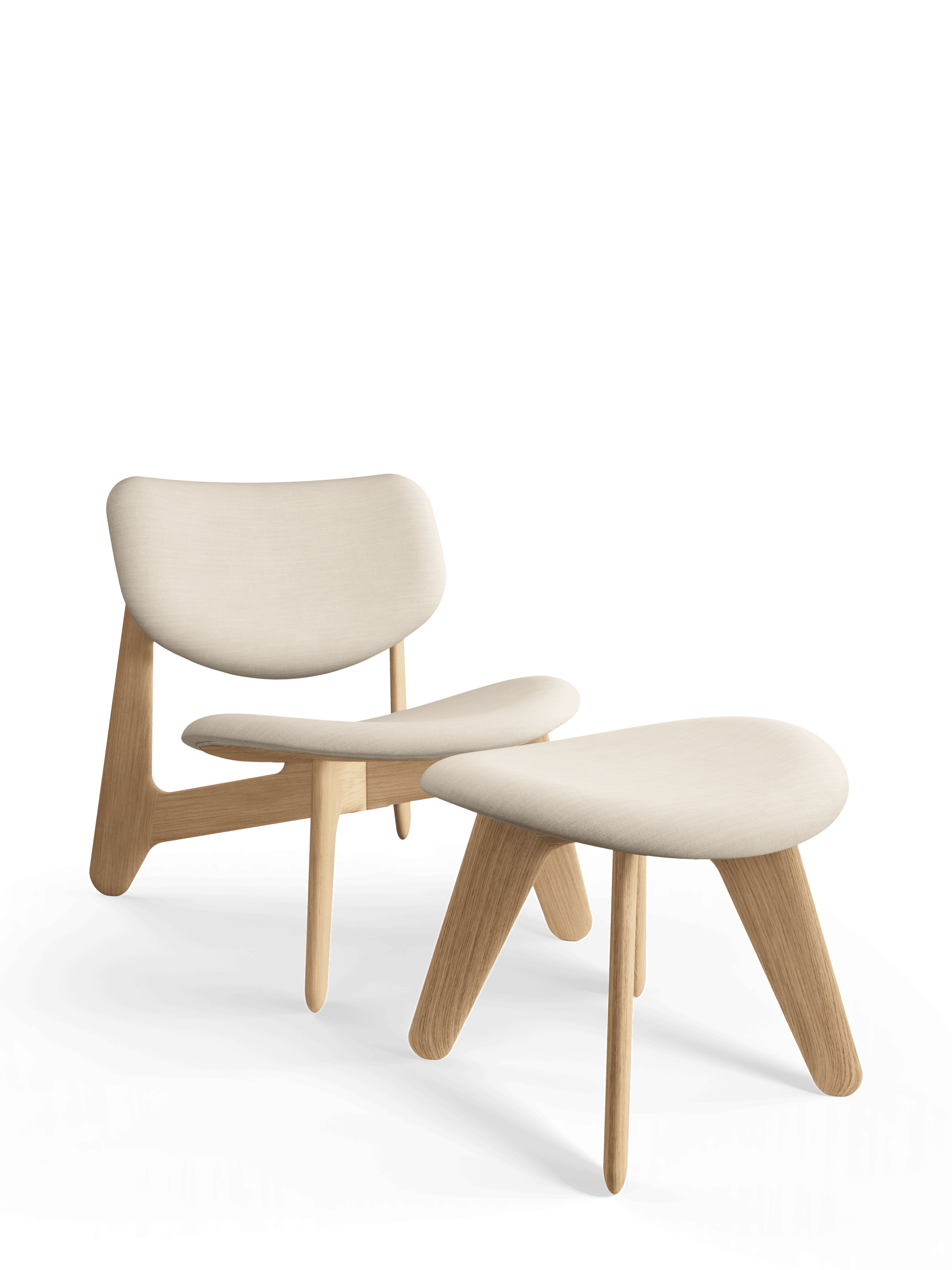Cream SLAB Armchair with Oak Base