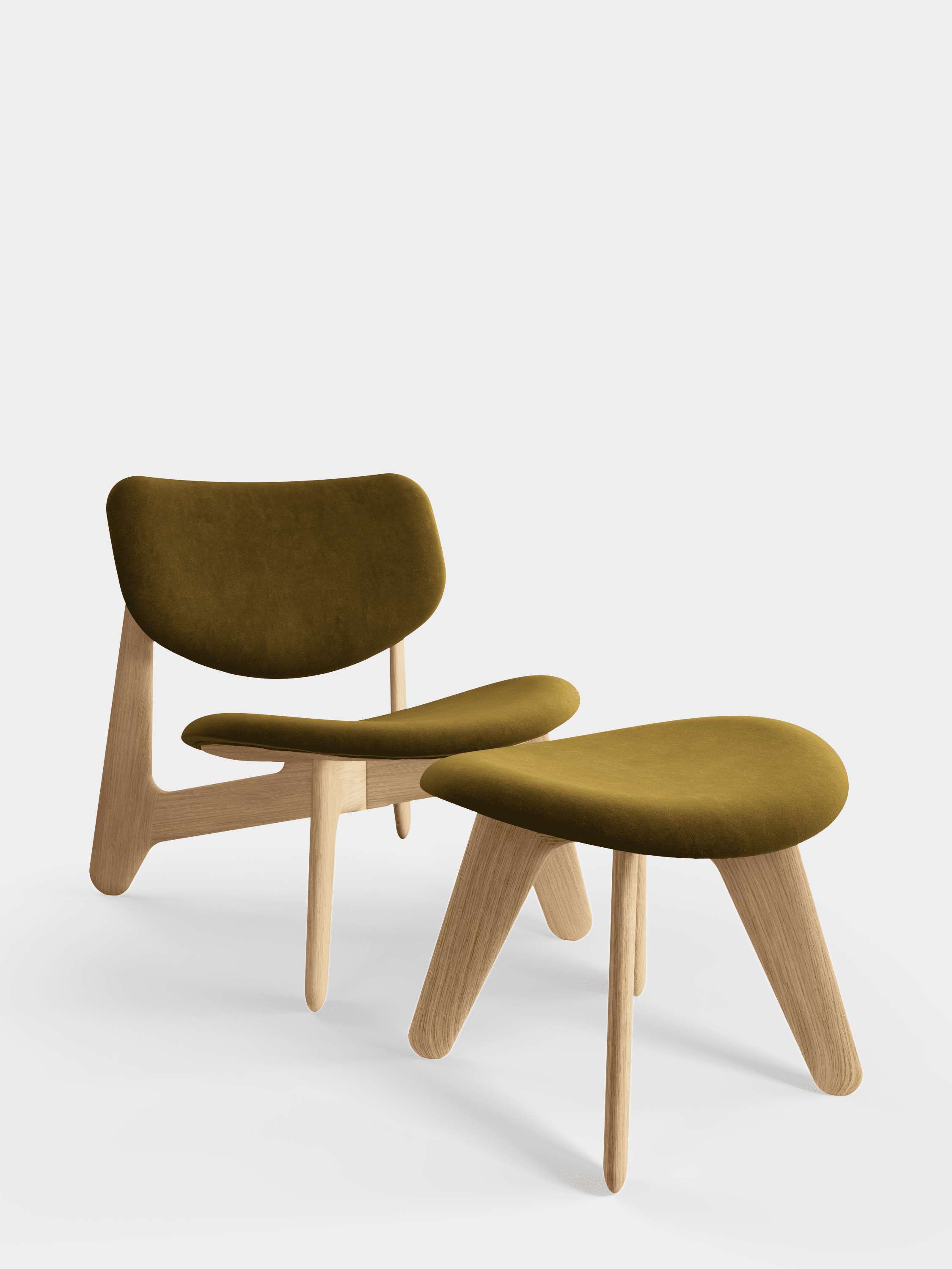 Podnóżek SLAB khaki z dębową podstawą