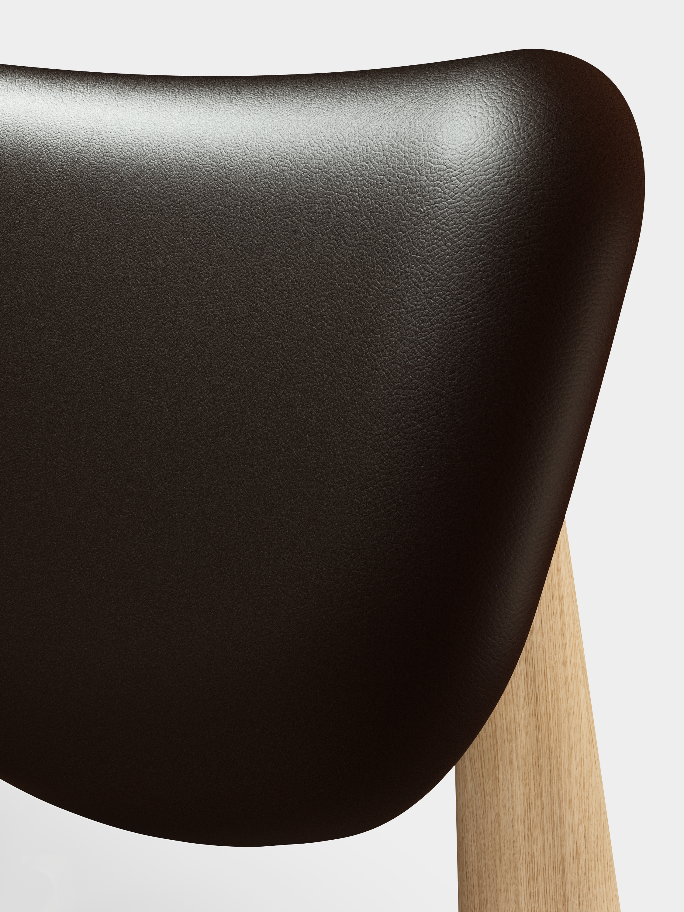 SLAB Armchair in Brown Leather with Oak Base