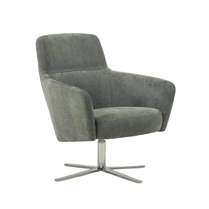 SLOT LOW swivel armchair upholstered with a metal base