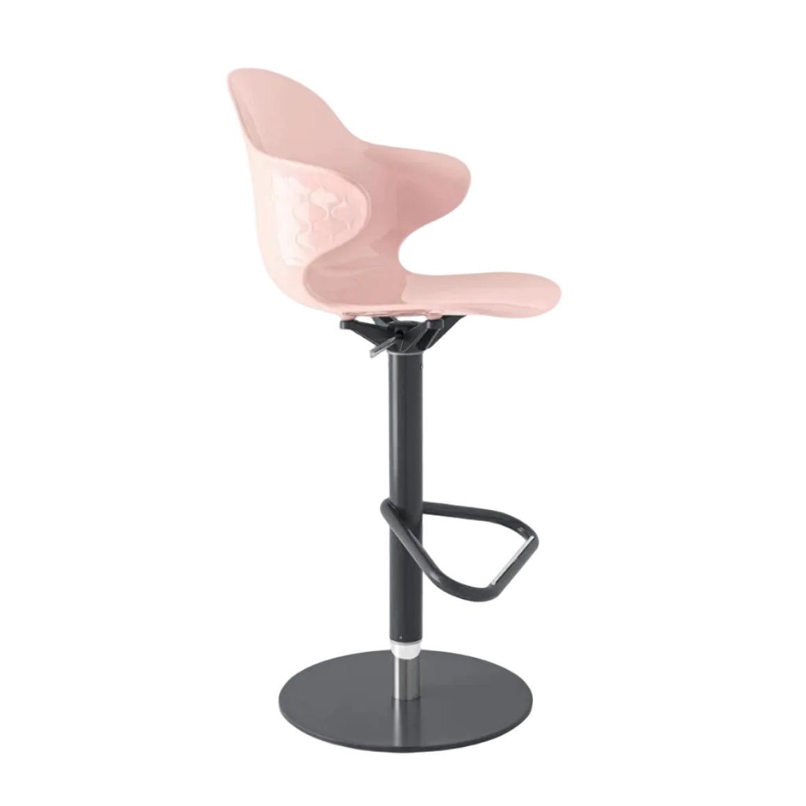 Rotating bar stool SAINT TROPEZ with pink seat and black base