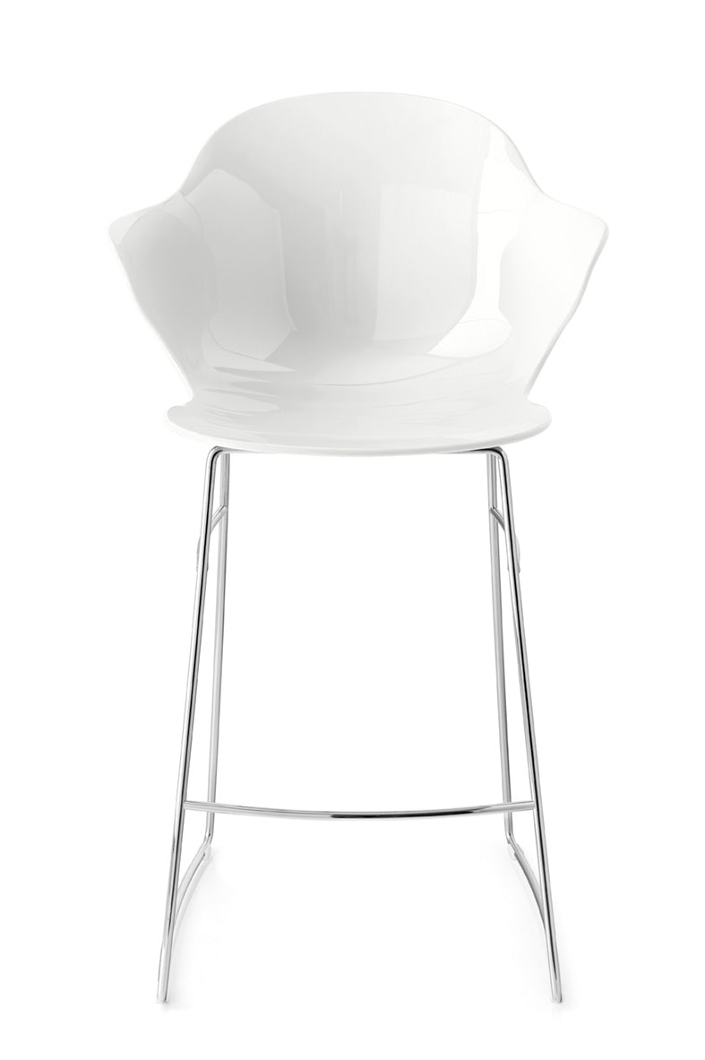 Bar Stool SAINT TROPEZ with White Seat and Metal Base