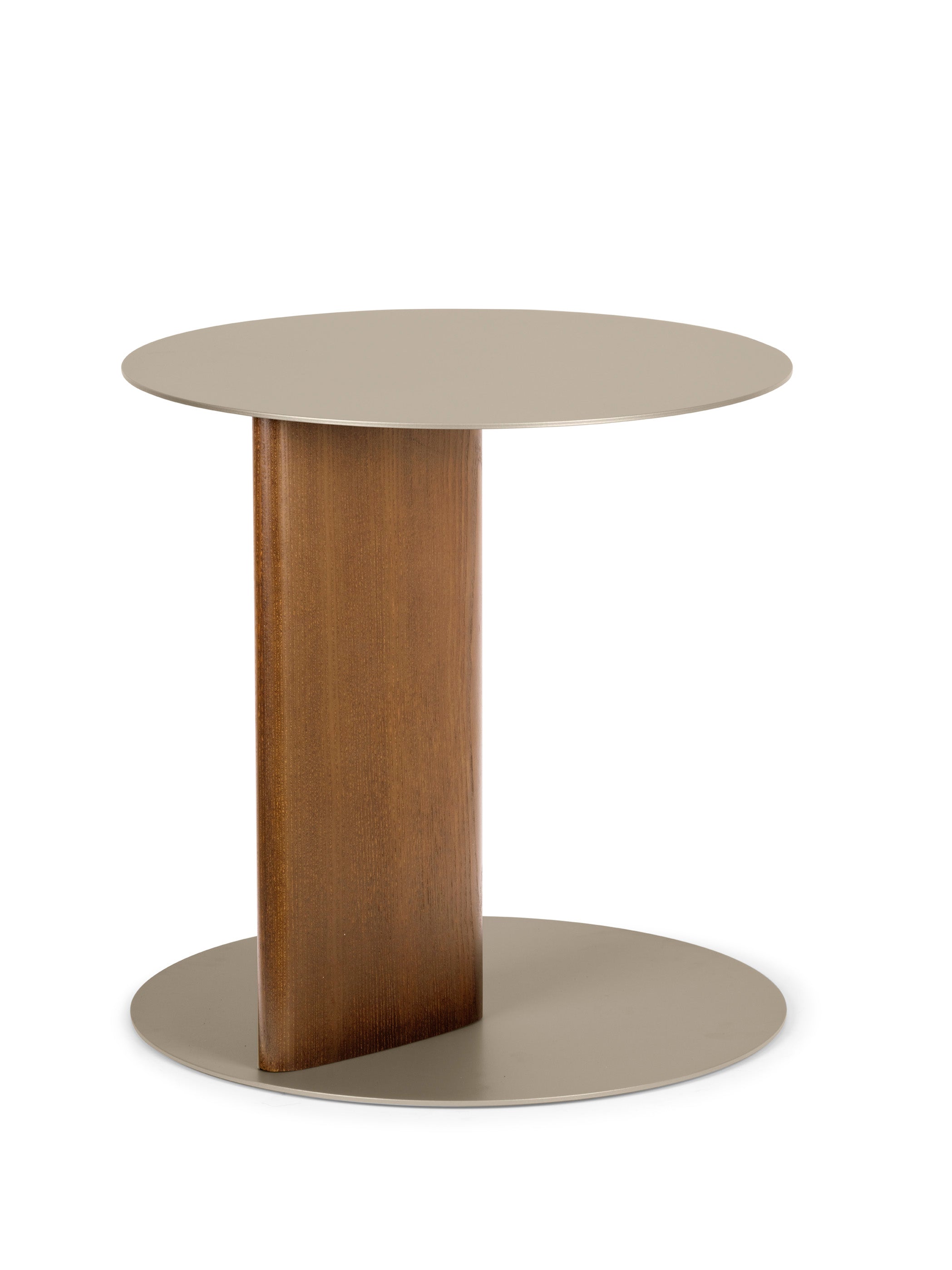 Boční stolek SANDY s krémovou deskou a ořechovým podstavcem