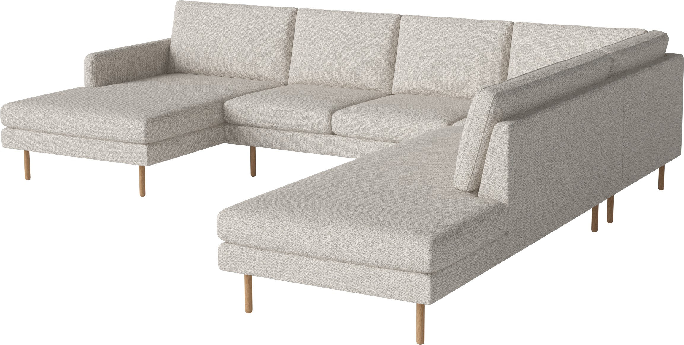 Rohová sedačka ve tvaru písmene U pravostranná SCANDINAVIA REMIX s dubovým podstavcem