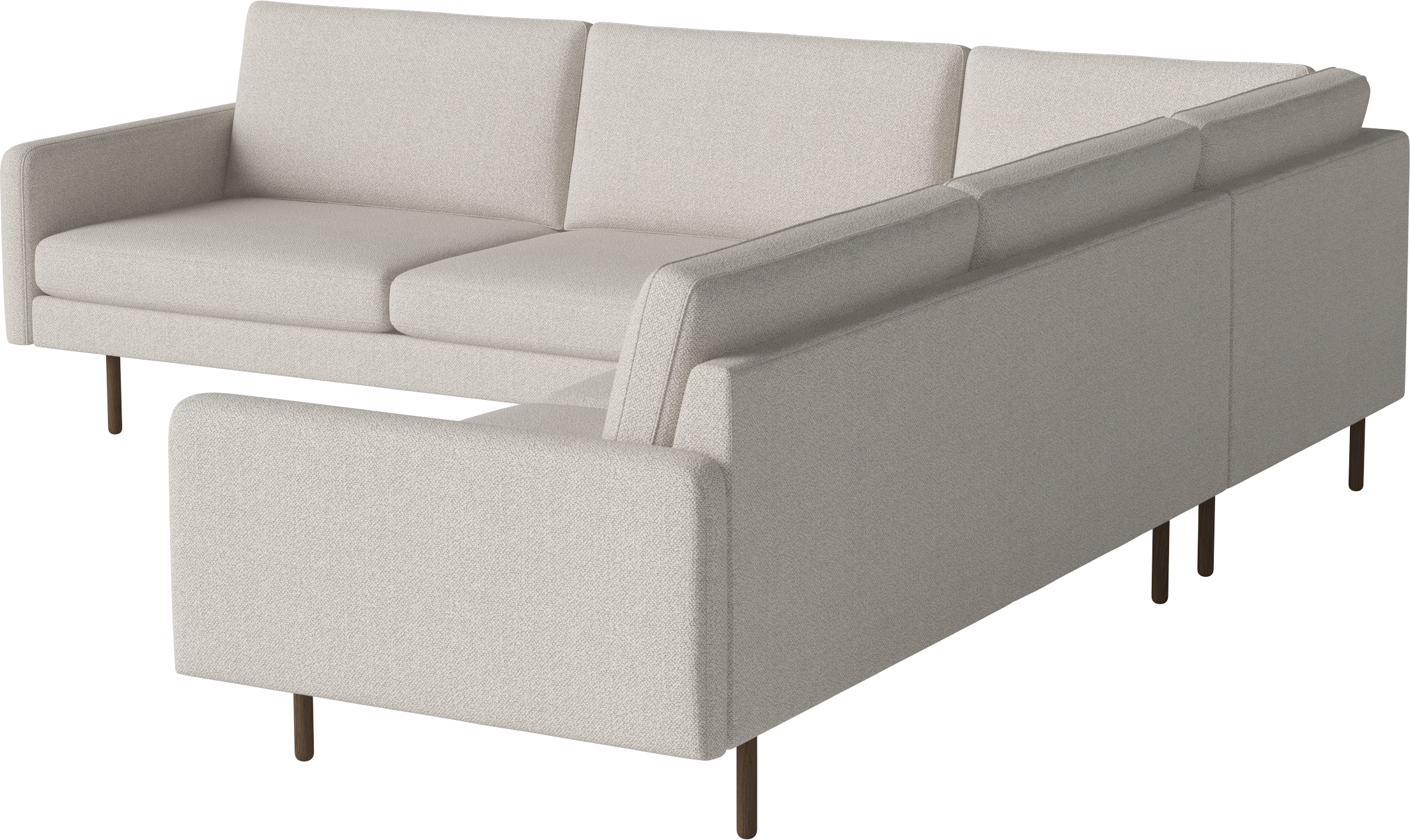 Symetrický rohový gauč SCANDINAVIA REMIX s tmavým podstavcem