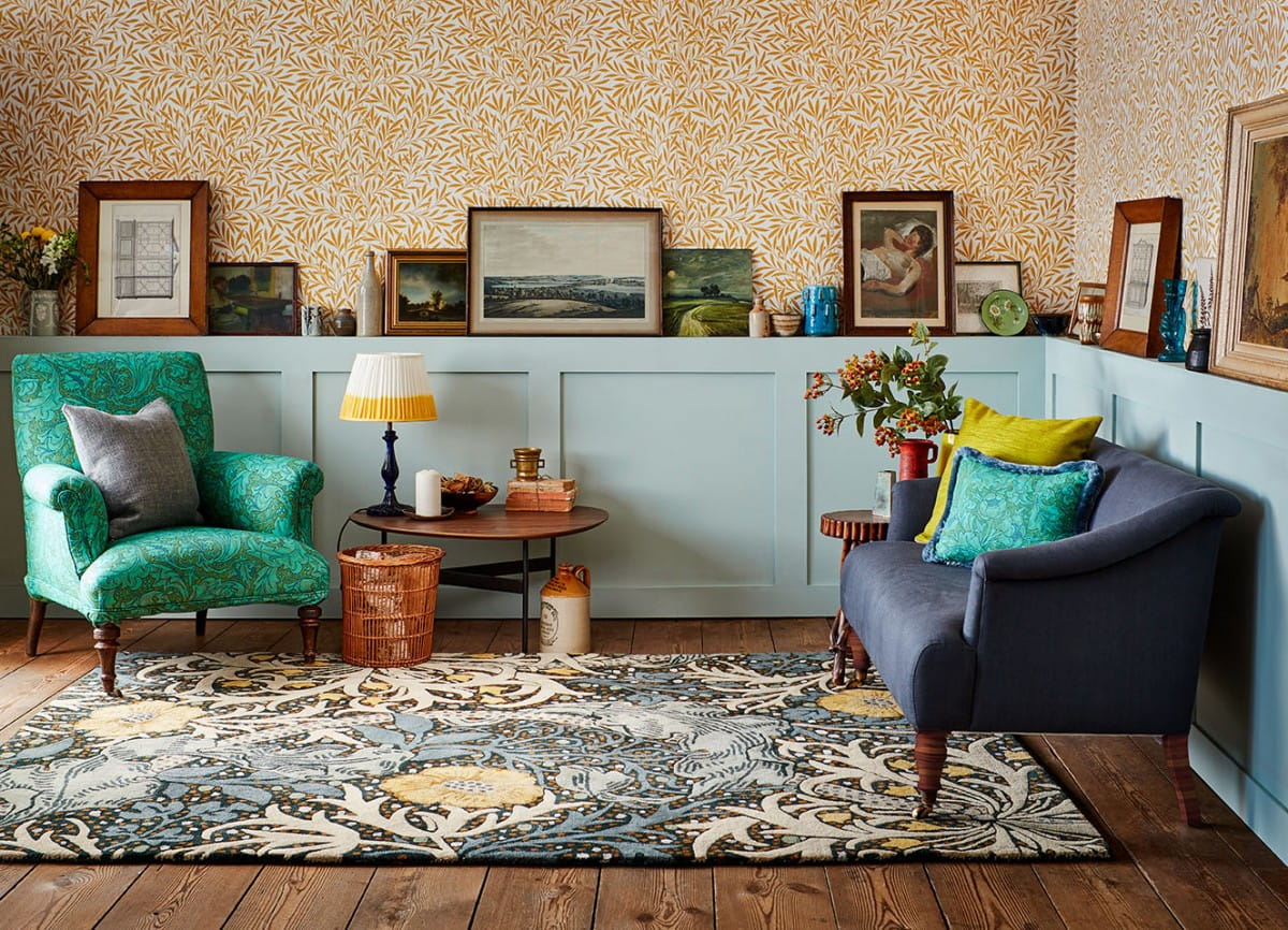 Seaweed TEAL Blue-yellow rug