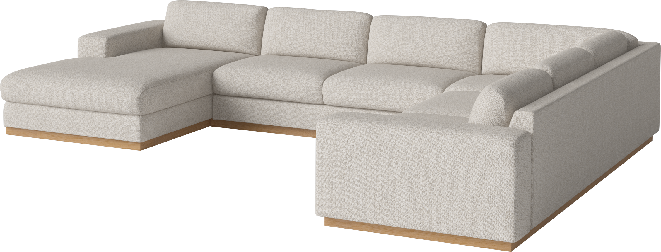 Rohová sedačka se szezlongem SEPIA levostranná s dubovým podstavcem