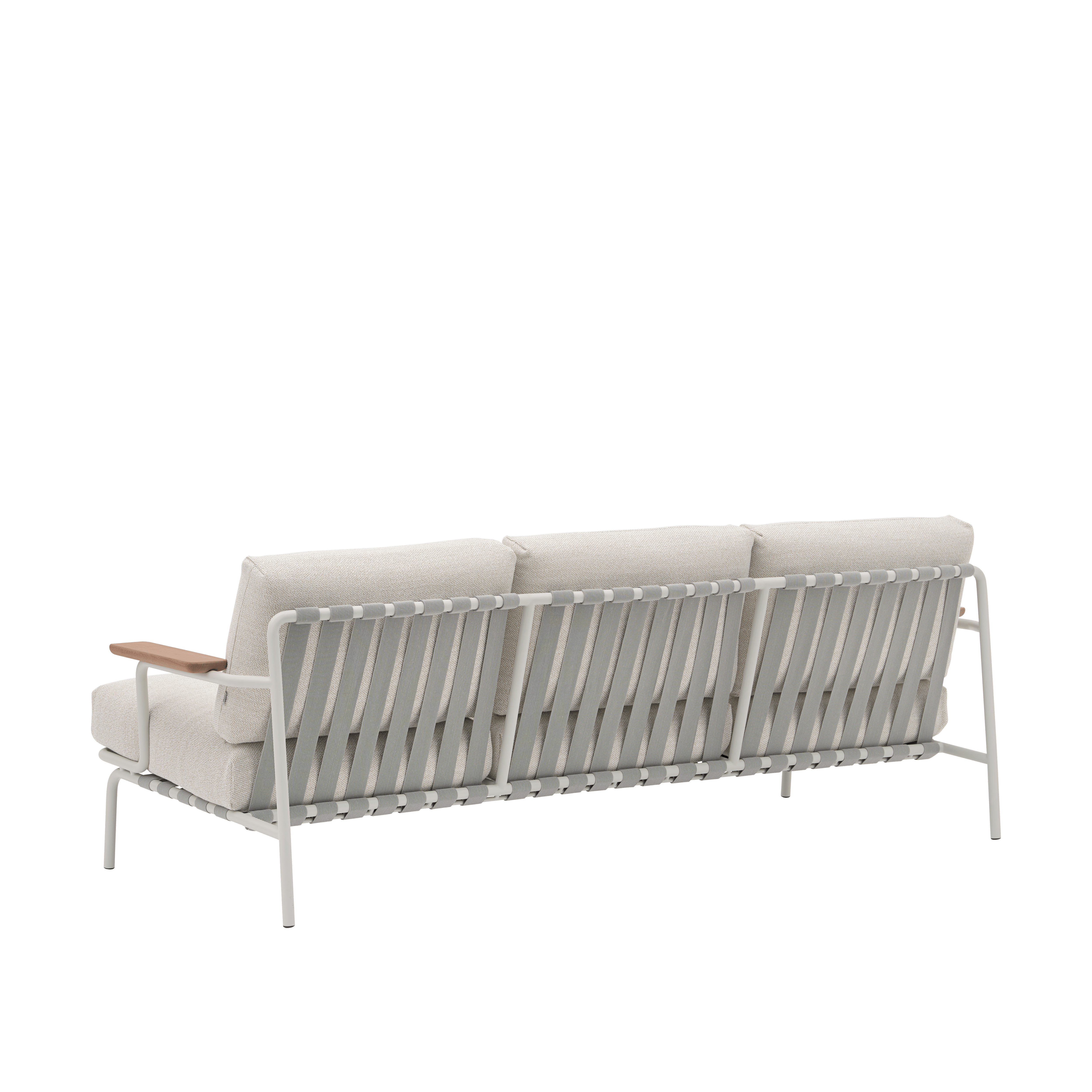 Outdoor 3-Seater Sofa with Armrests SETTLE Light Gray with Gray Base [Amelia]