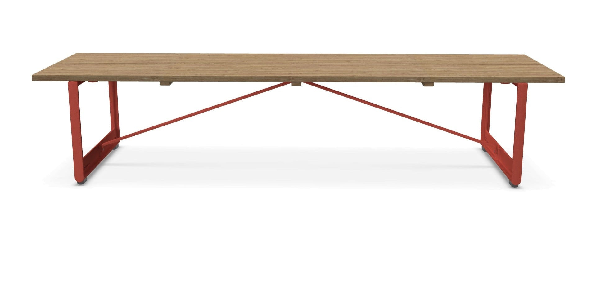 Lavice BRUT z dubového dřeva s červeným podstavcem