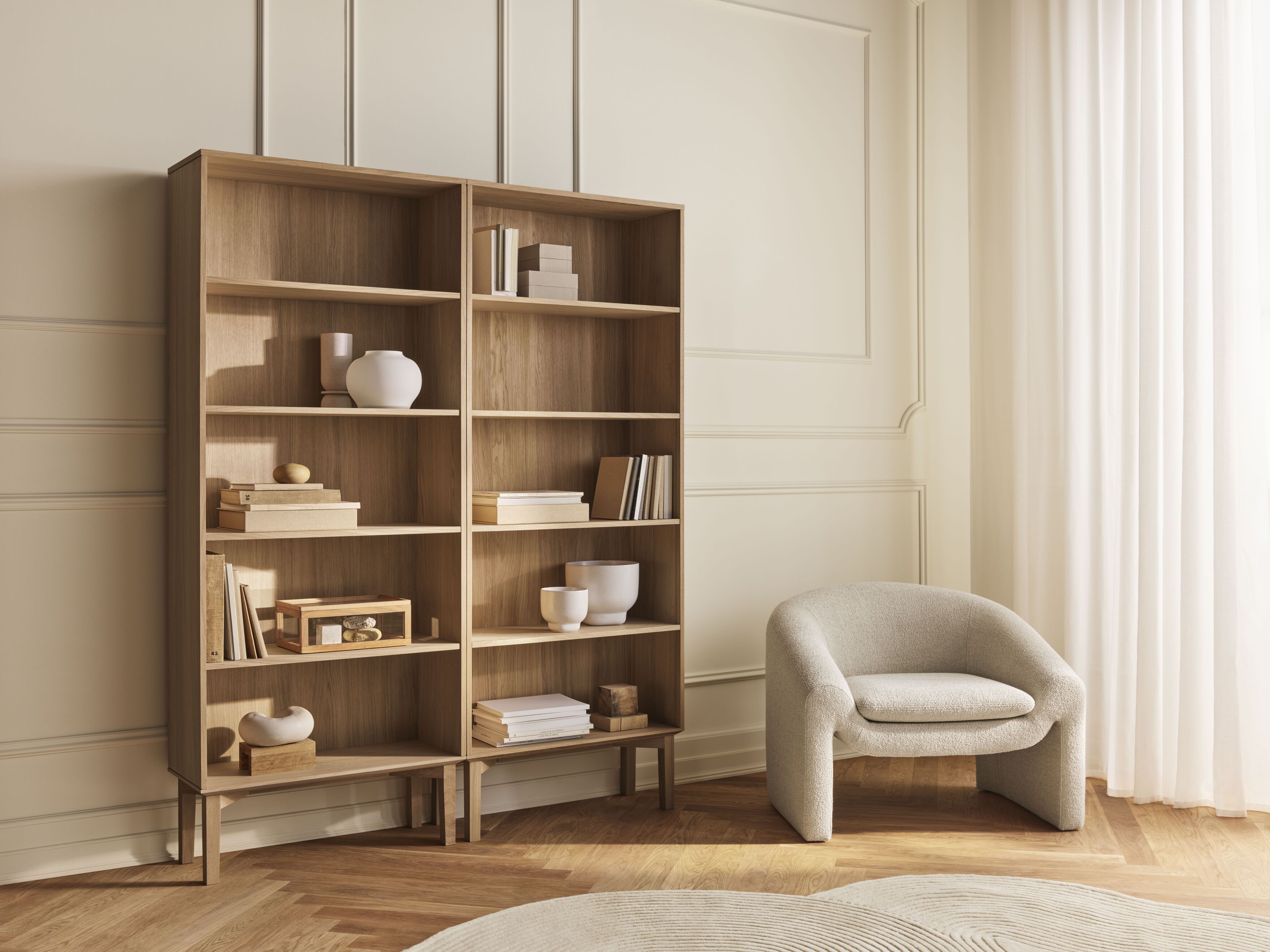 Regál SILENT bělené dubové dřevo