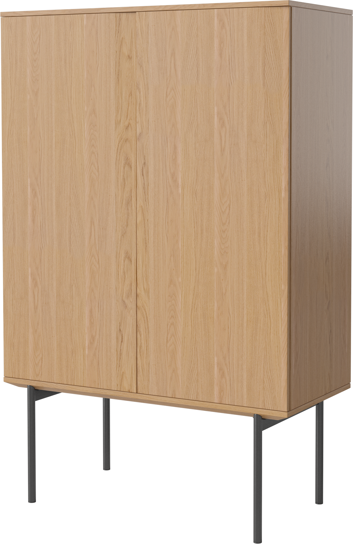 Skříňka SILENT z dubového dřeva se ocelovým podstavcem