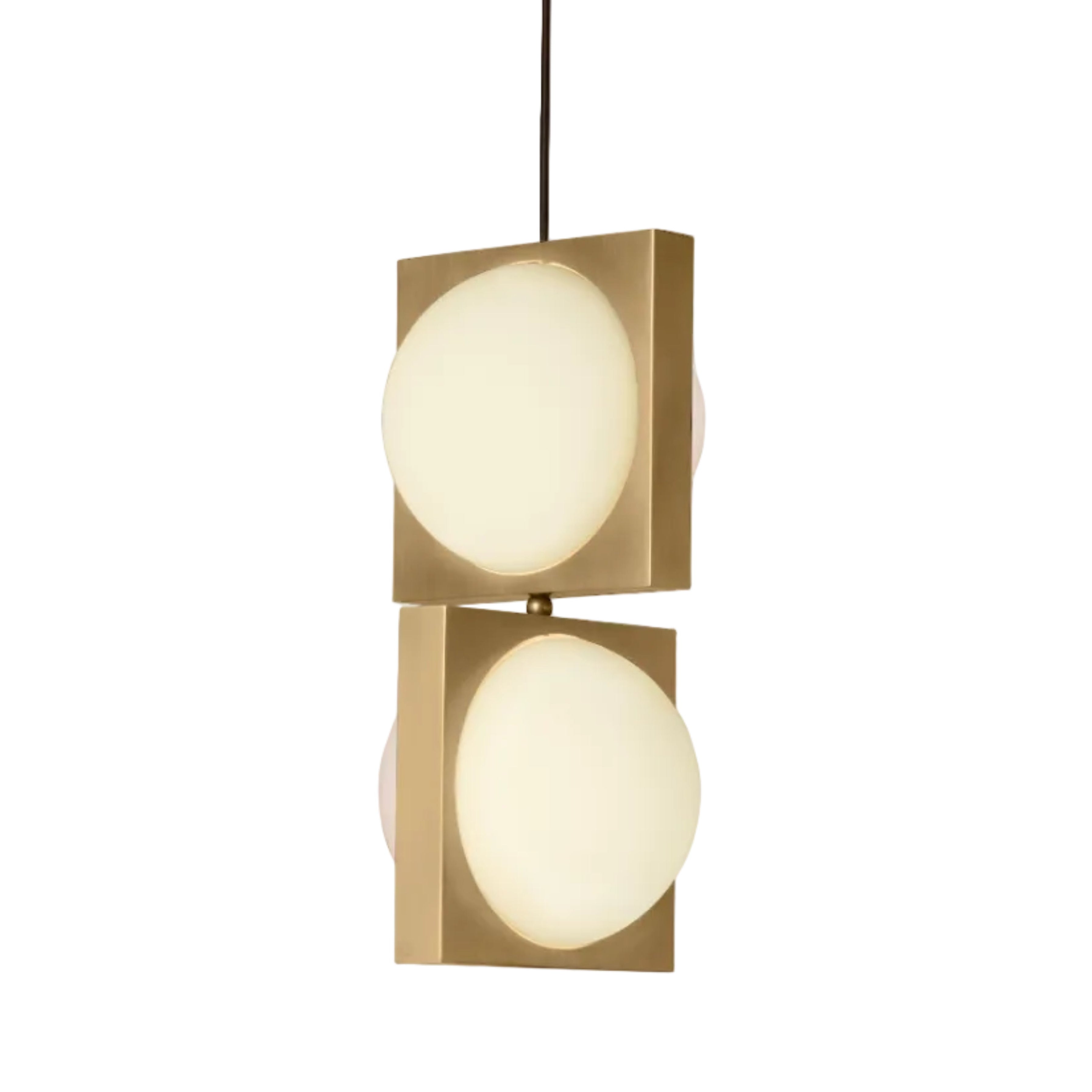 Lampa visící SOLSTICE DUO s opálovým stínidlem a mosaznými detaily