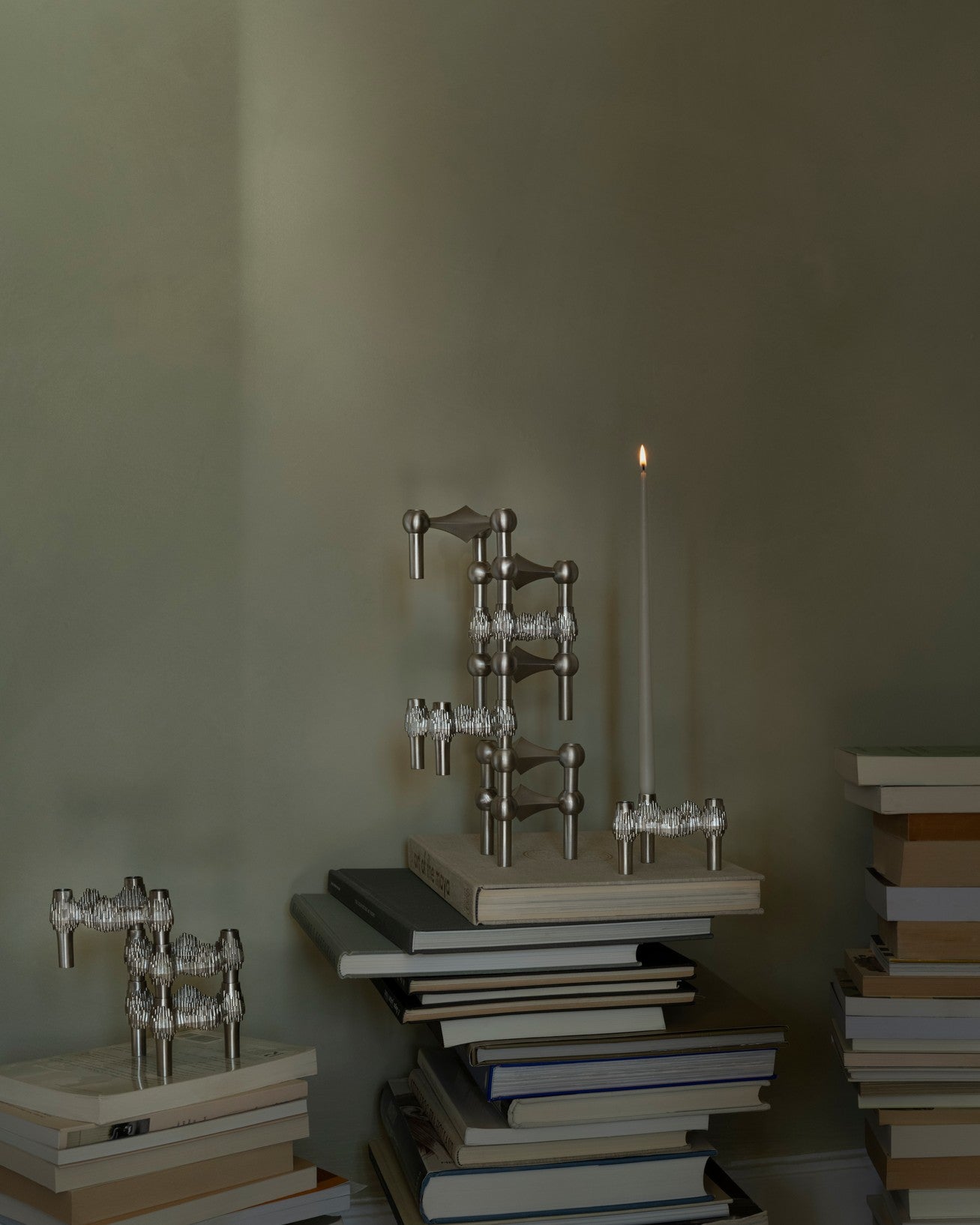 QUIST brushed chrome candle holder