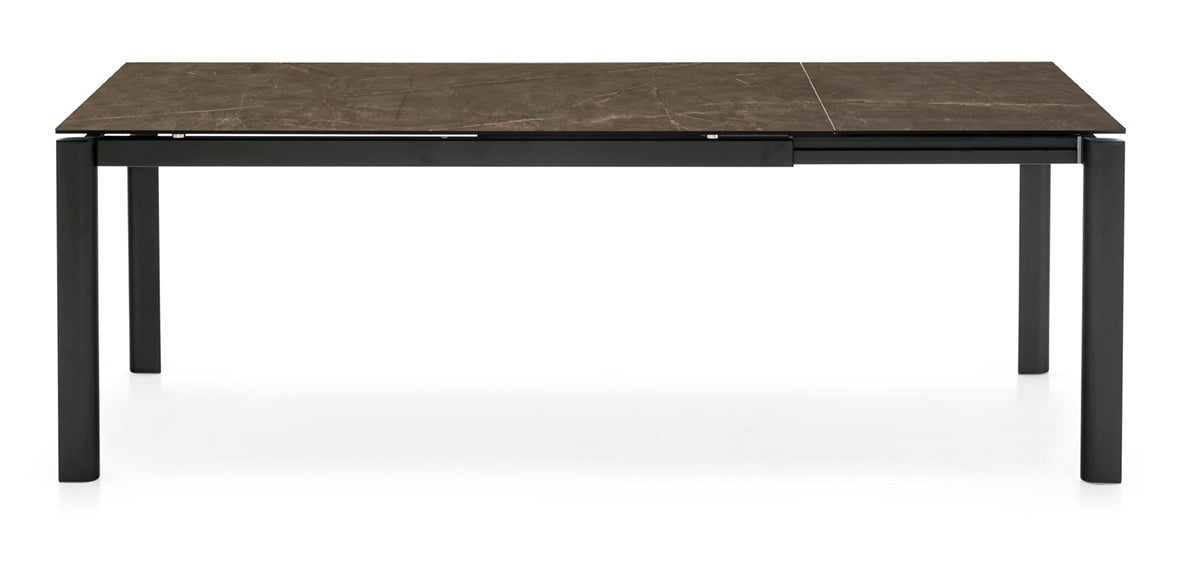 Rozkládací stůl STREAM s hnědou deskou a černou základnou
