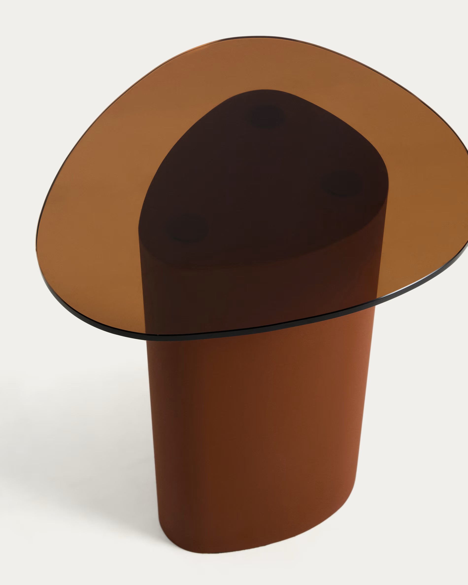 OLIR Side Table with Glass Top and Brown Base