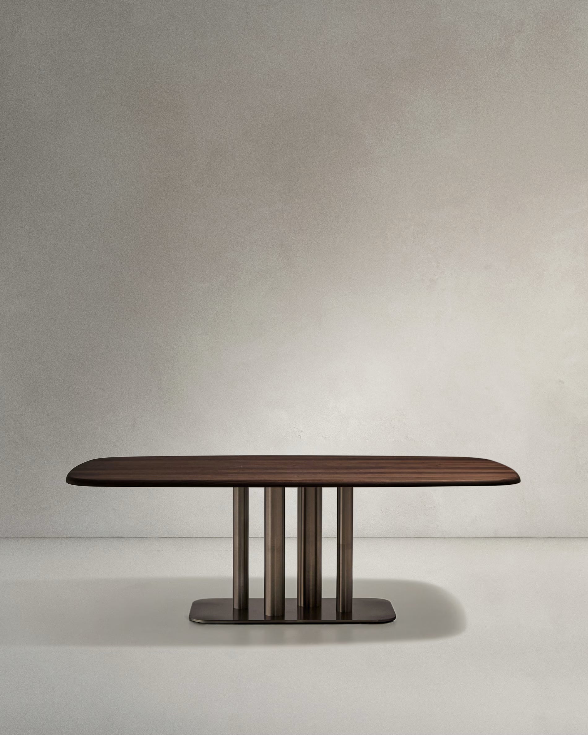 MELVAR table with walnut veneer and steel base