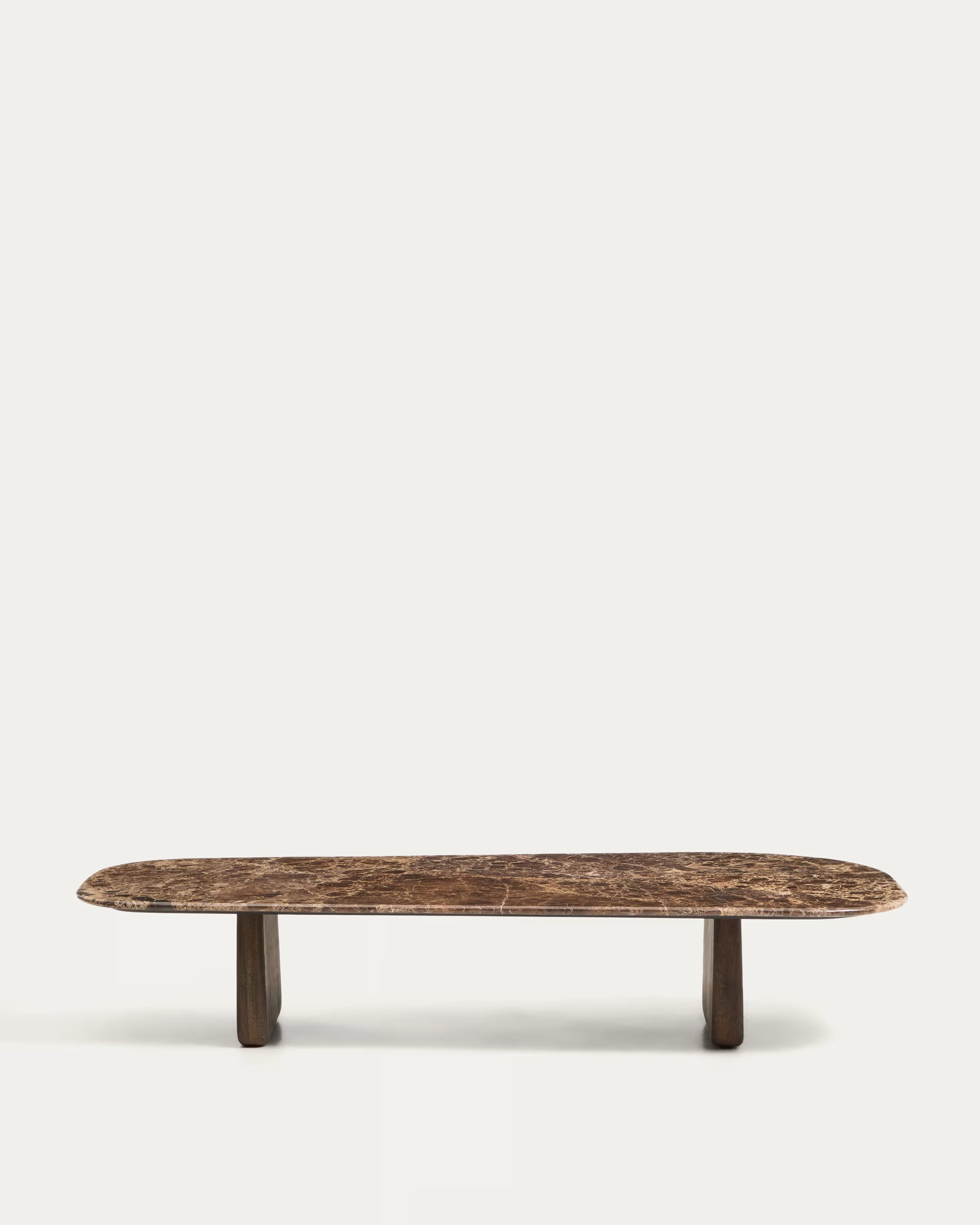 PIRITA Coffee Table in Marble with Dark Wooden Base